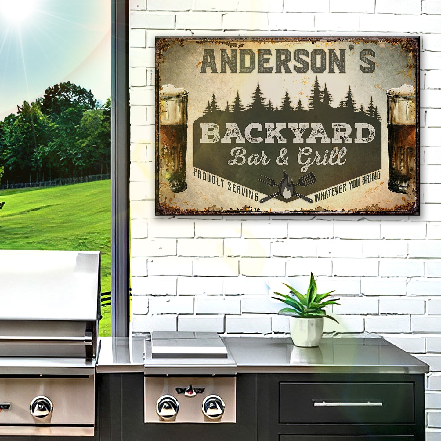 Backyard Bar And Grill Sign III Style 2 - Image by Tailored Canvases