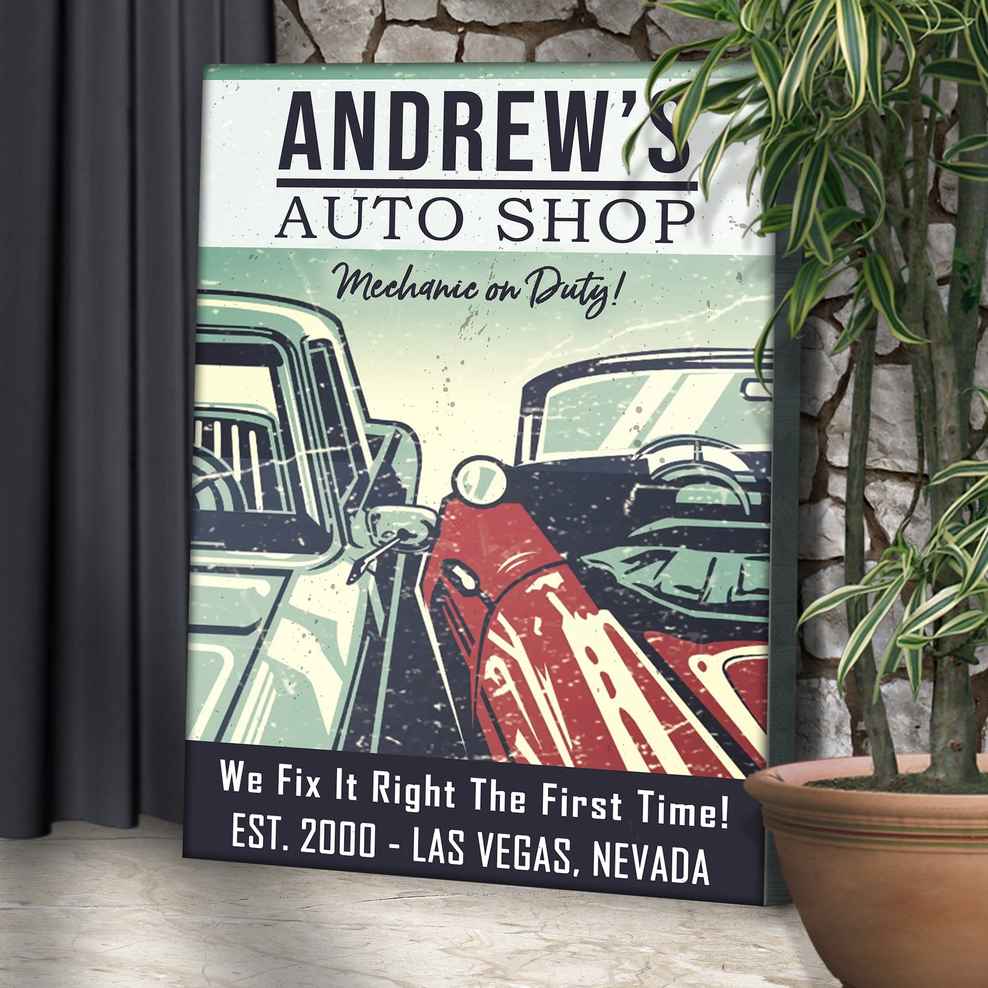 Custom Auto Shop Sign | Customizable Canvas Style 2 - Image by Tailored Canvases