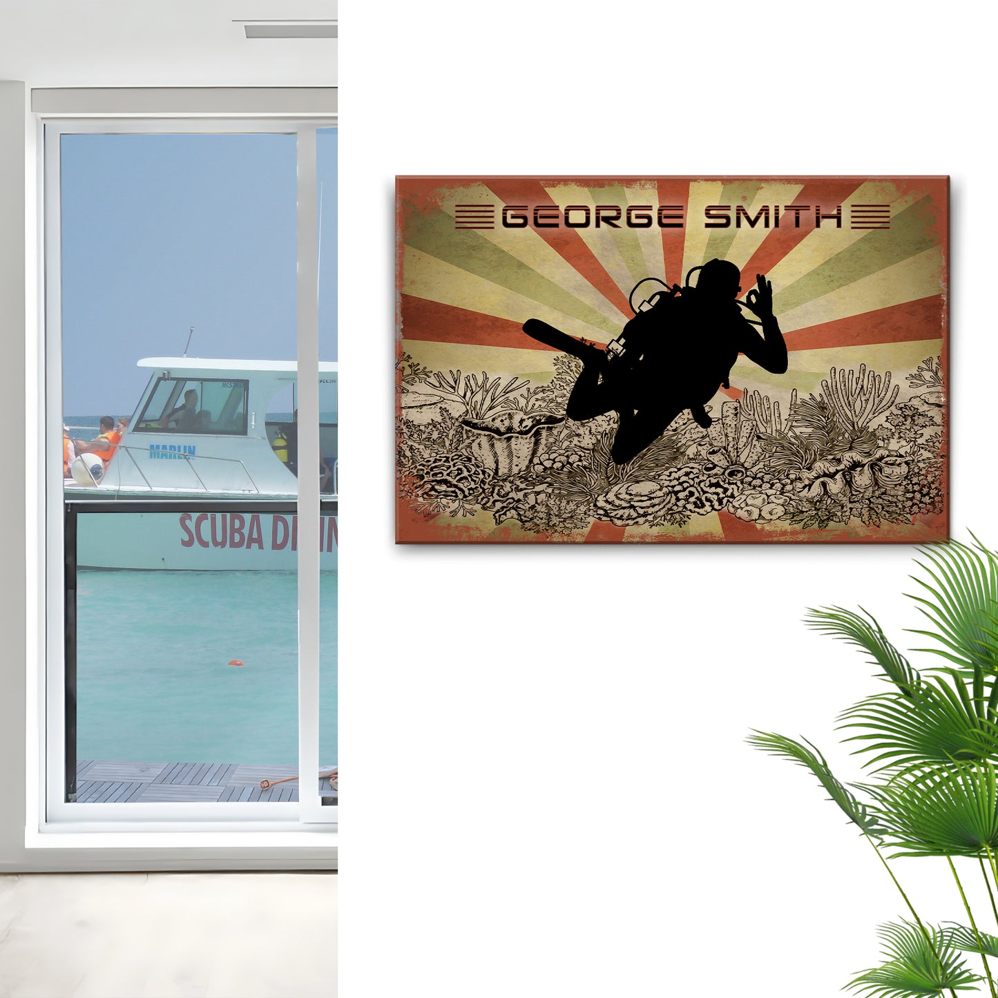 Scuba Diving Diver's Name Sign III | Customizable Canvas  - Image by Tailored Canvases