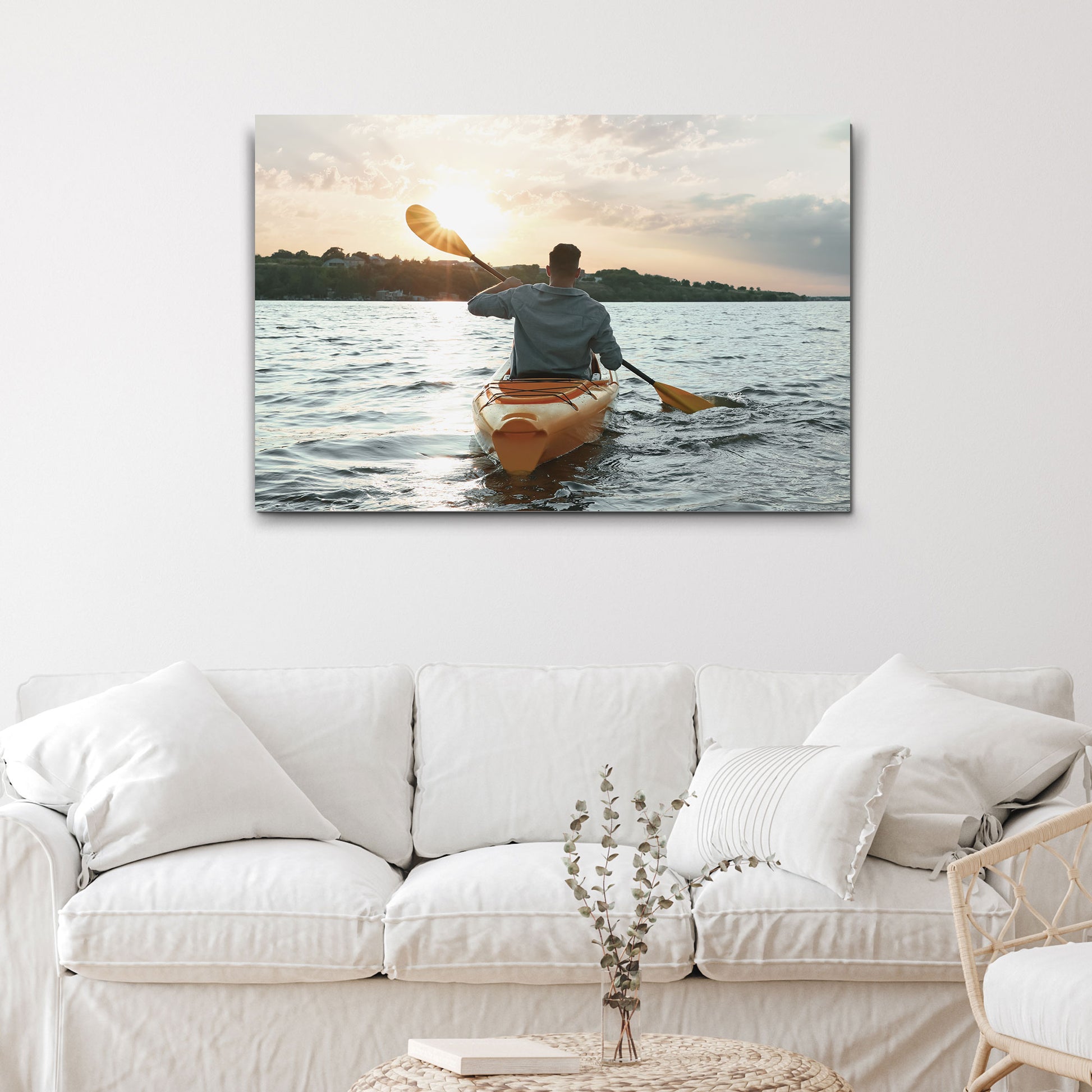 Kayak Blue Water Canvas Wall Art  - Image by Tailored Canvases