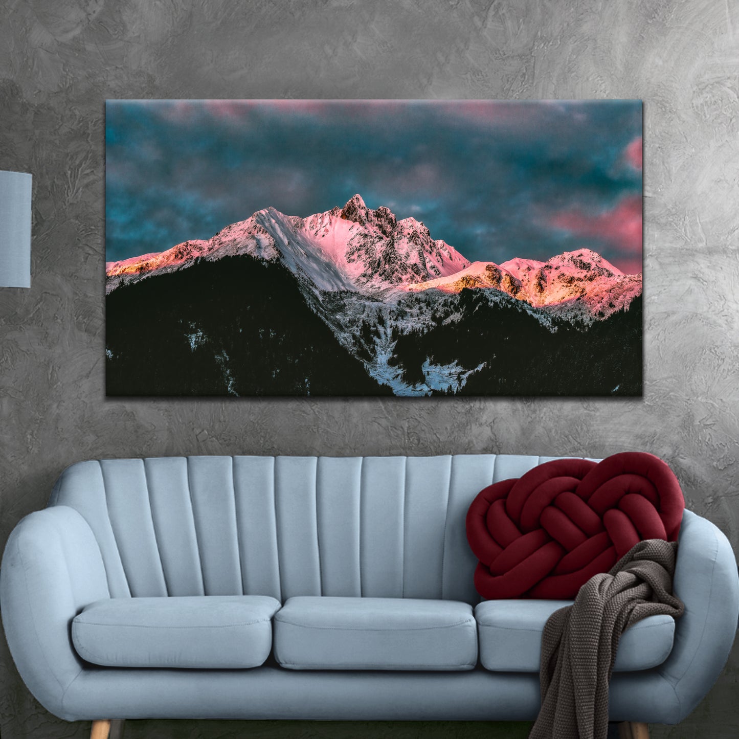 Snowy Summit At Sunset Canvas Wall Art Style 2 - Image by Tailored Canvases