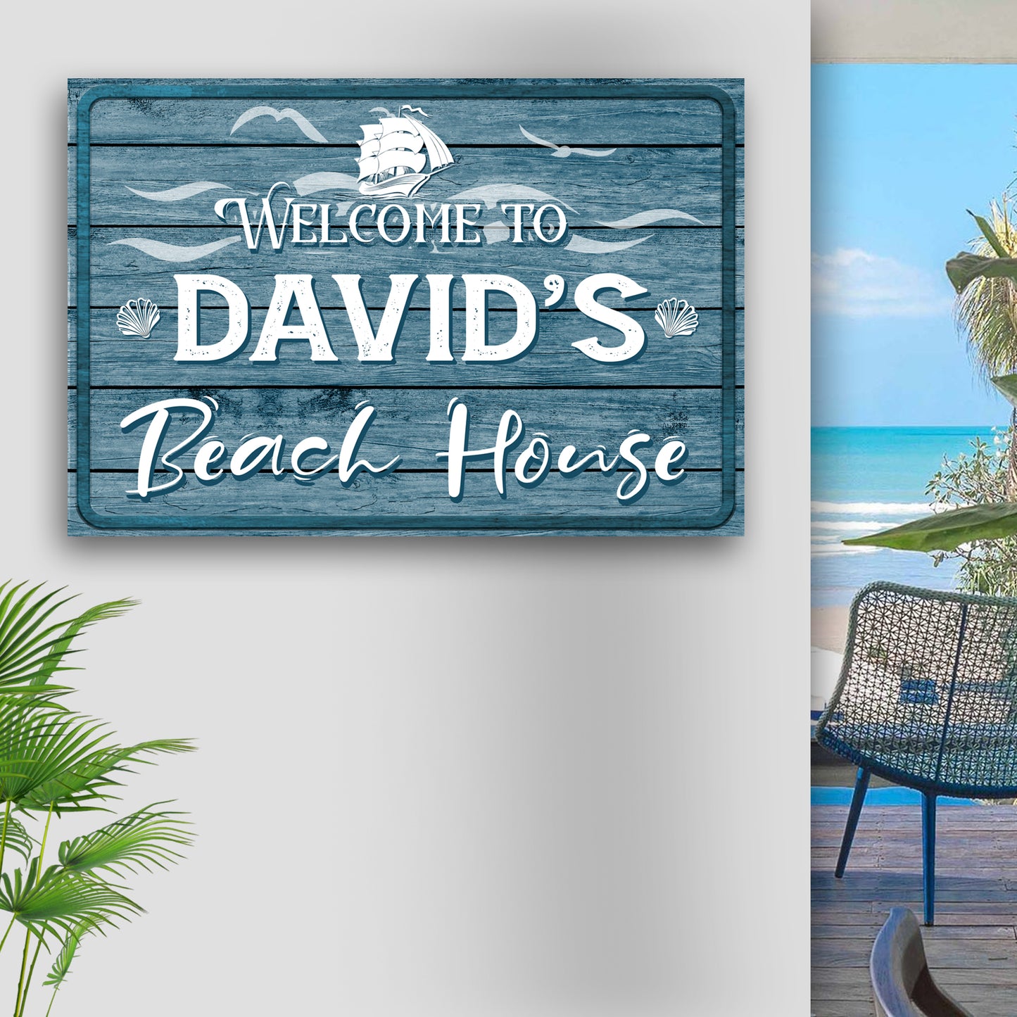 Beach House Welcome Sign Style 1 - Image by Tailored Canvases