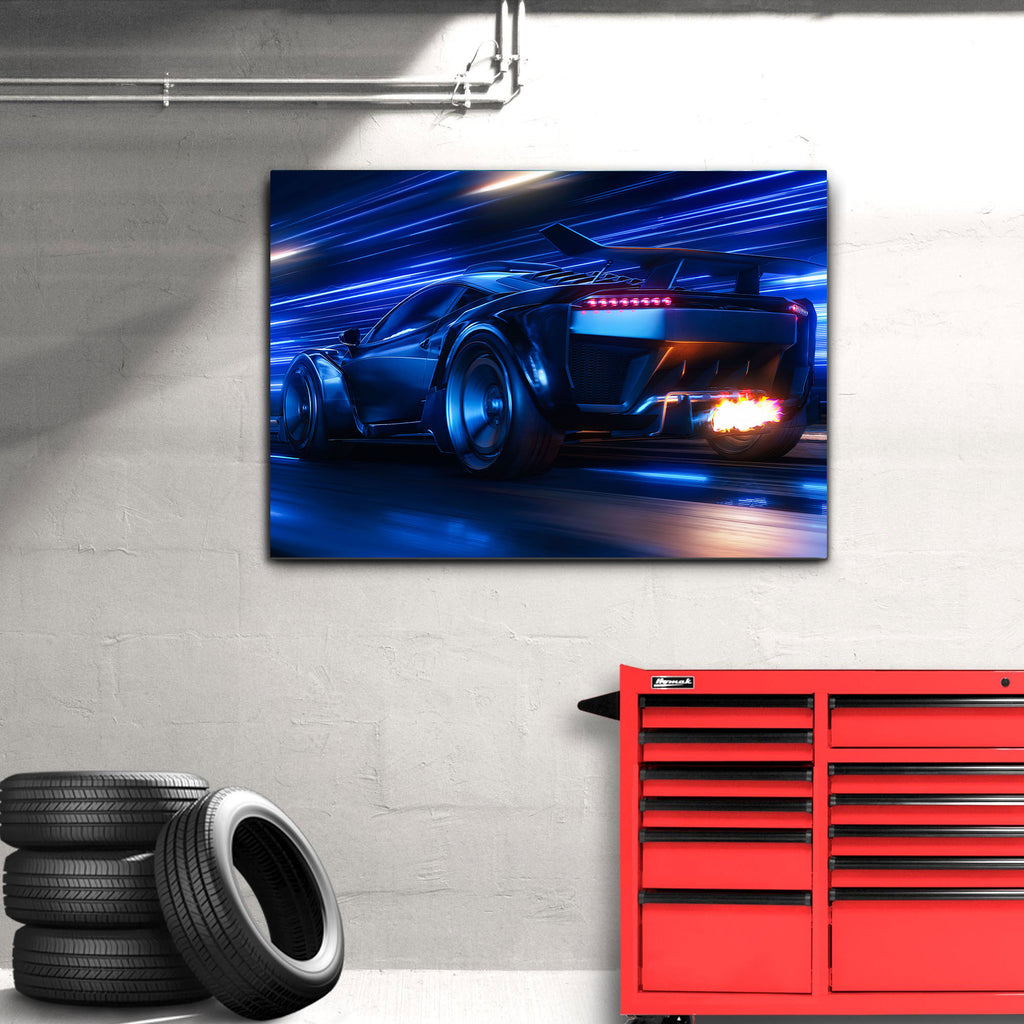 Car Racing Blazing Canvas Wall Art by Tailored Canvases 