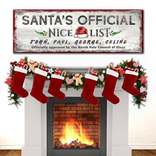 Santa's Official Nice List Sign Style 2 - Image by Tailored Canvases