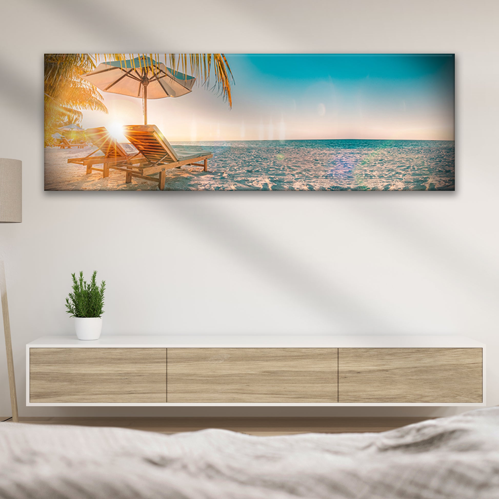Beach Chairs On The White Sand Canvas Wall Art II Style 2 - Image by Tailored Canvases