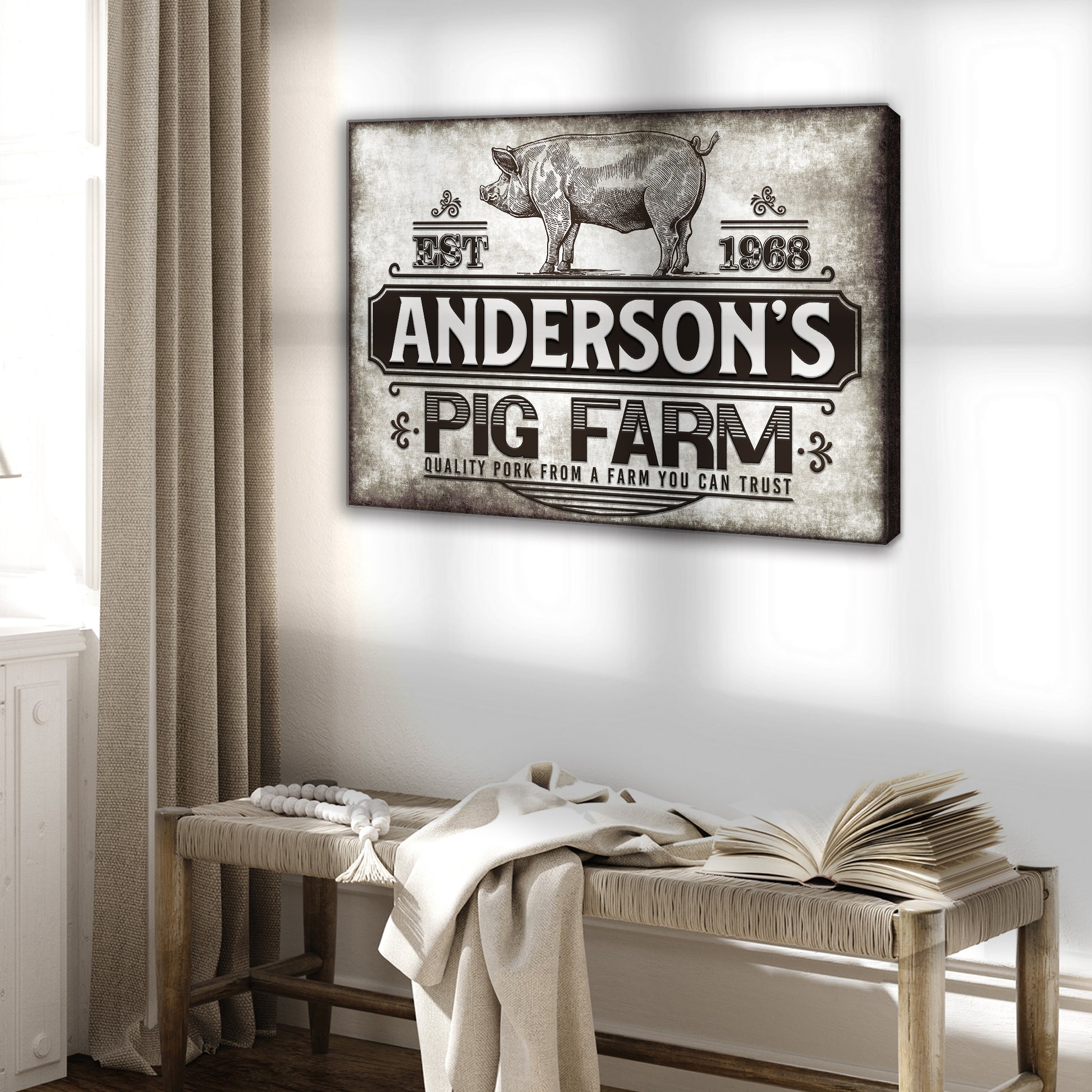 Pig Farm Sign VI Style 2 - Image by Tailored Canvases