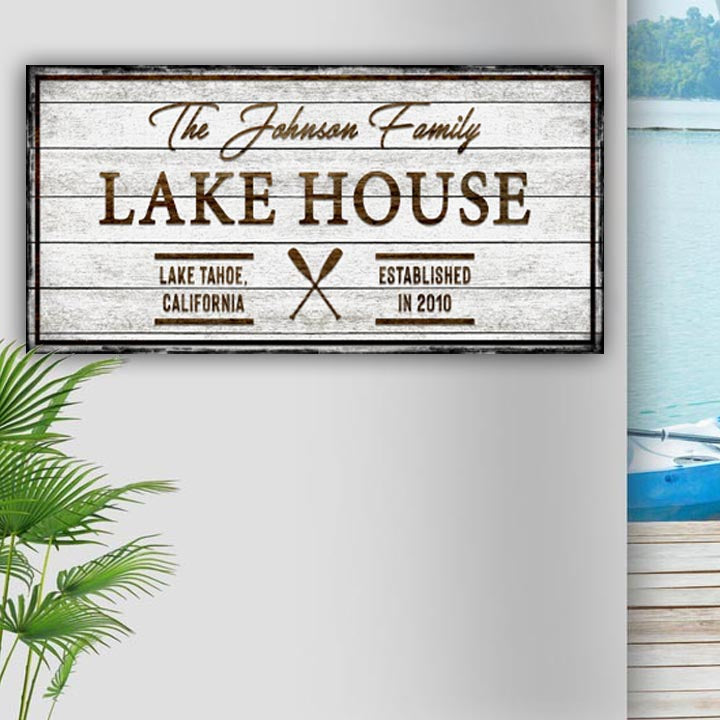 Family Lake House Sign V Style 2 - Image by Tailored Canvases