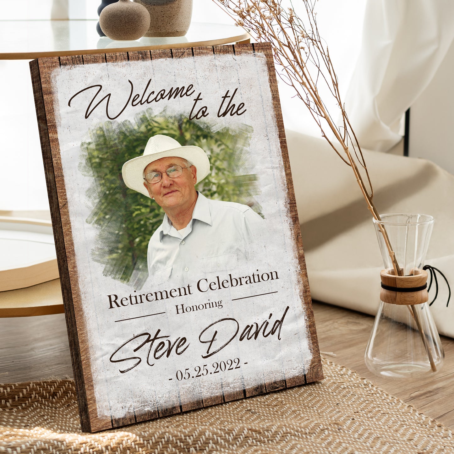 Welcome to the Retirement Celebration Sign | Customizable Canvas Style 2 - Image by Tailored Canvases
