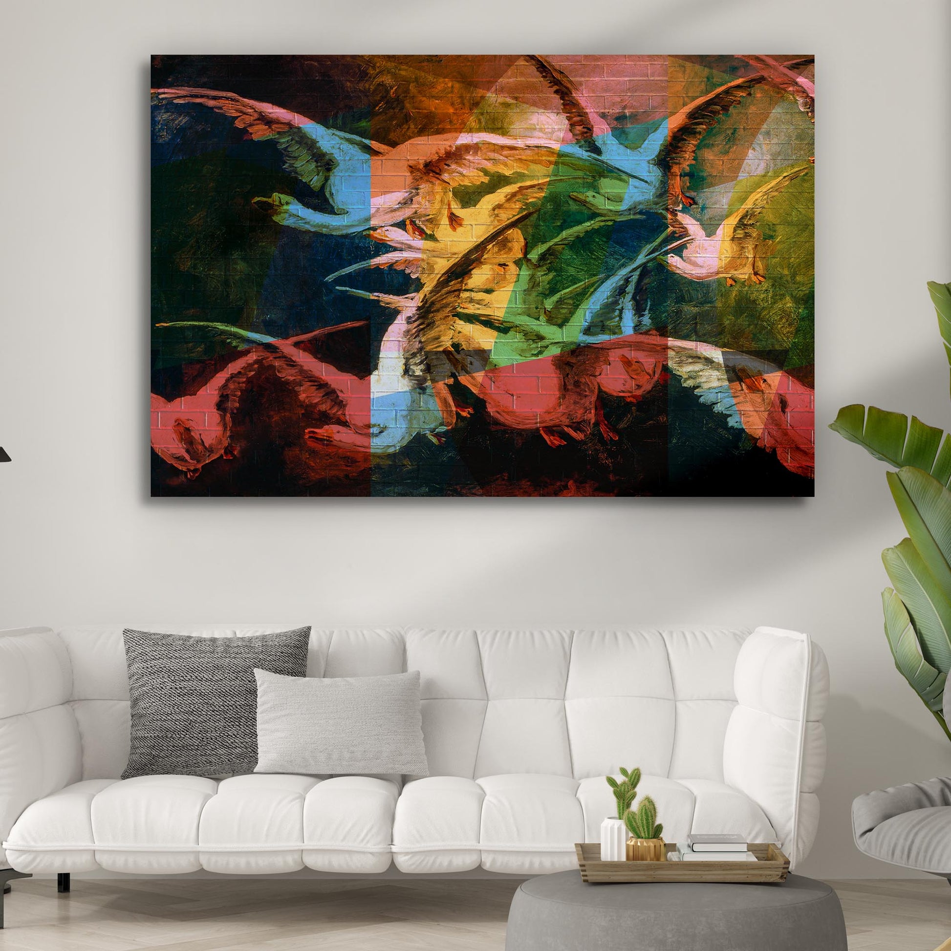 Geese Abstract Canvas Wall Art Style 1 - Image by Tailored Canvases