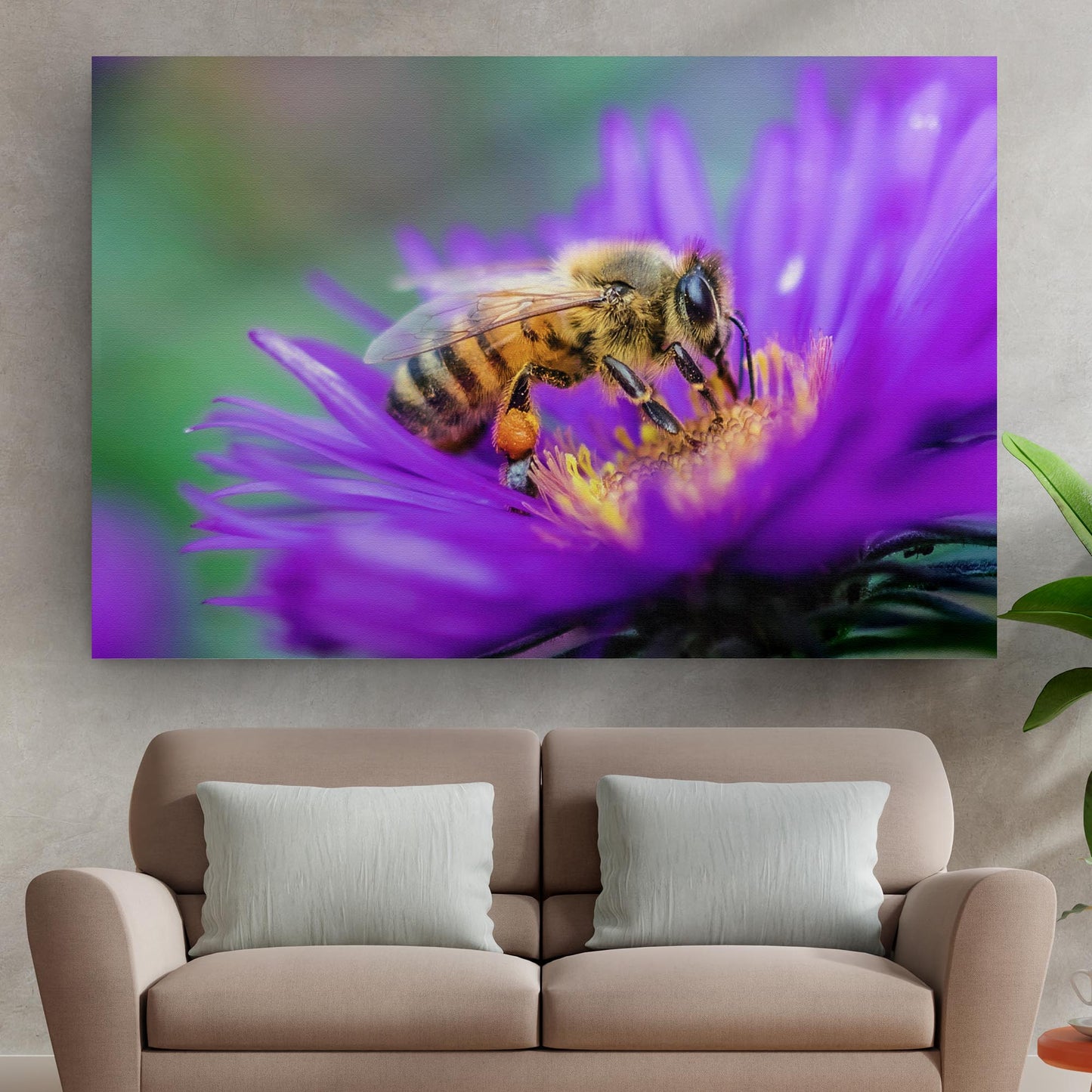 Honey Bee Up Close Canvas Wall Art Style 2 - Image by Tailored Canvases