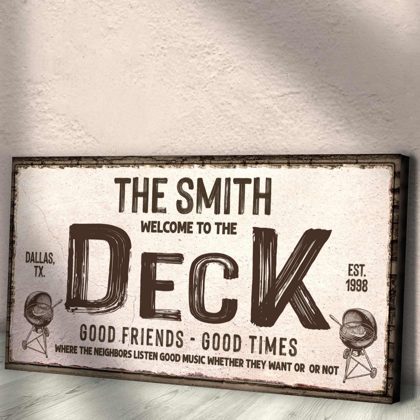 Good Friends Good Times Welcome To The Deck Sign | Customizable Canvas Style 2 - Image by Tailored Canvases