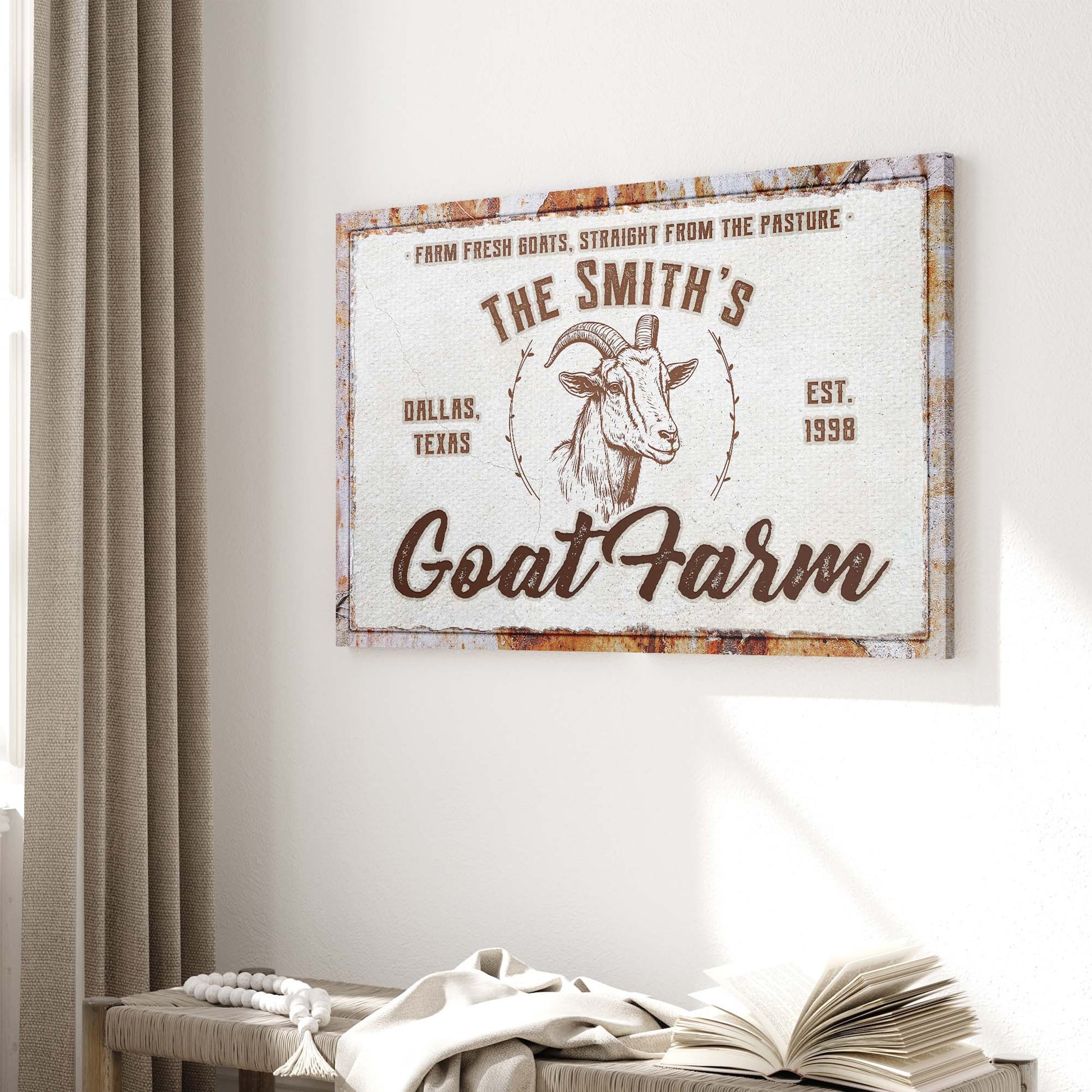 Rustic Goat Farm Sign Style 2 - Image by Tailored Canvases