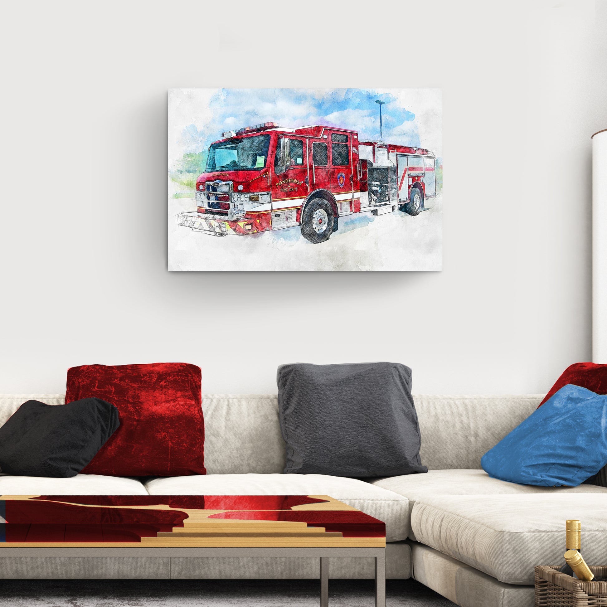 Fire Truck Fire Engine Canvas Wall Art - Image by Tailored Canvases