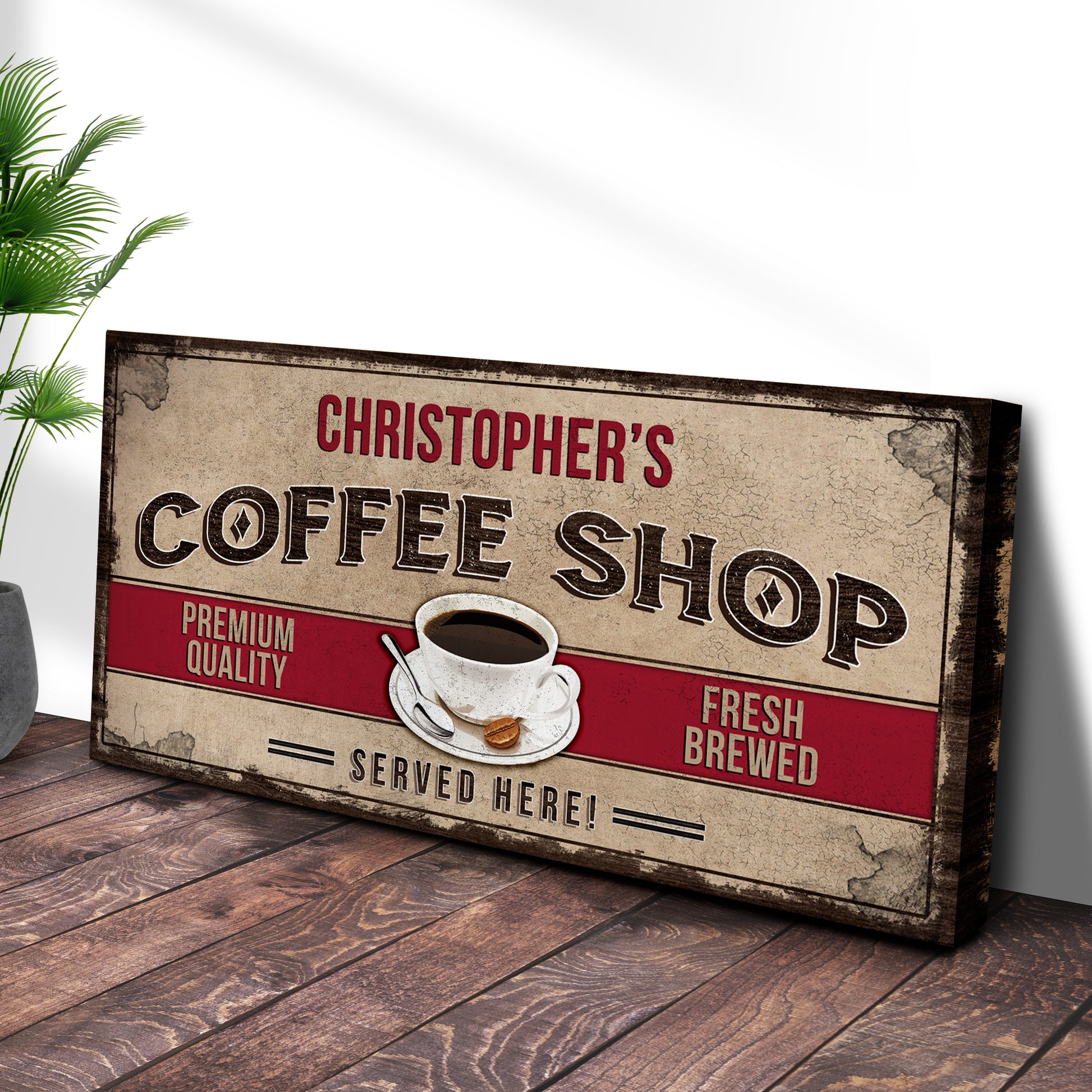 Custom Coffee Shop Sign | Customizable Canvas Style 2 - Image by Tailored Canvases