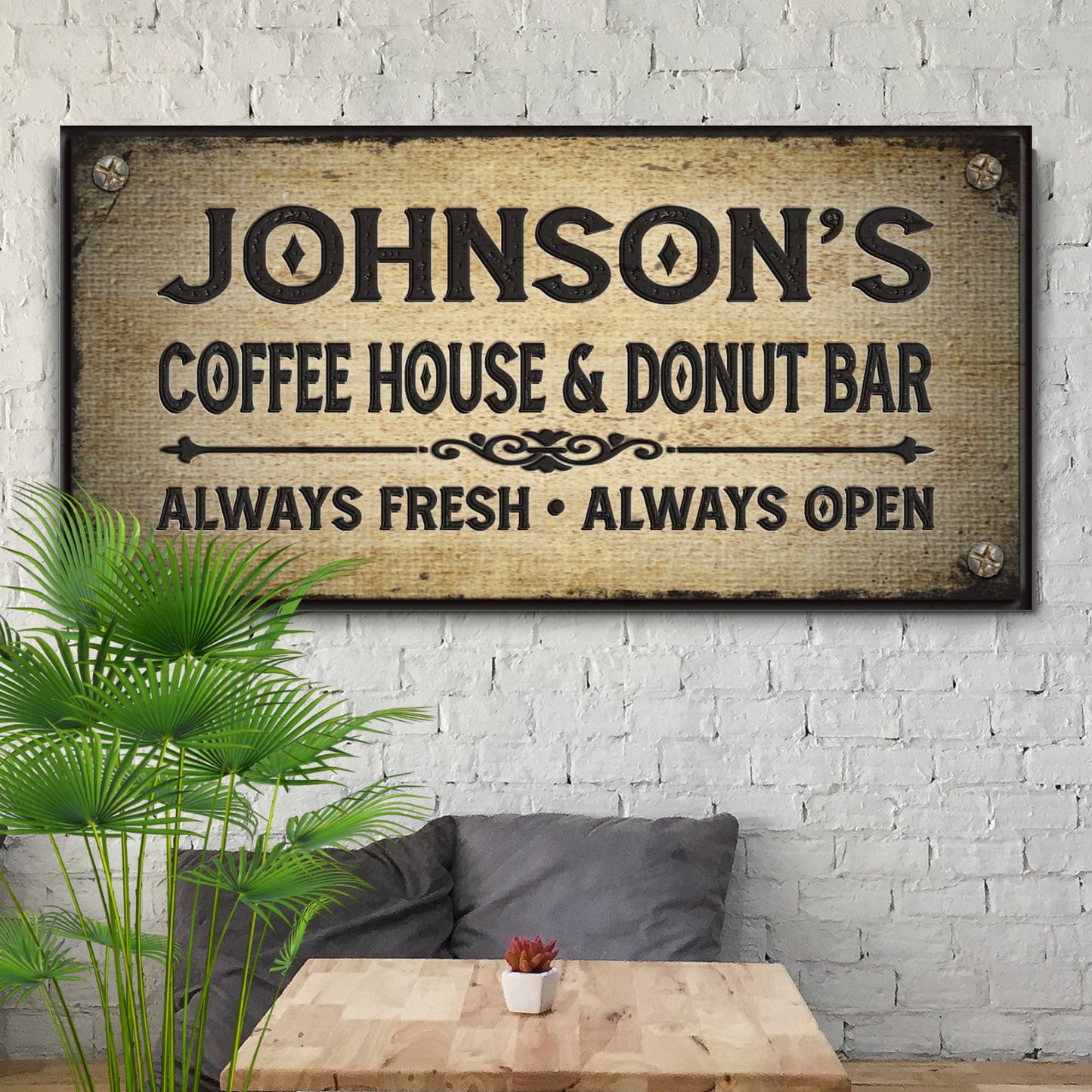 Coffee House And Donut Bar Sign Style 2 - Image by Tailored Canvases
