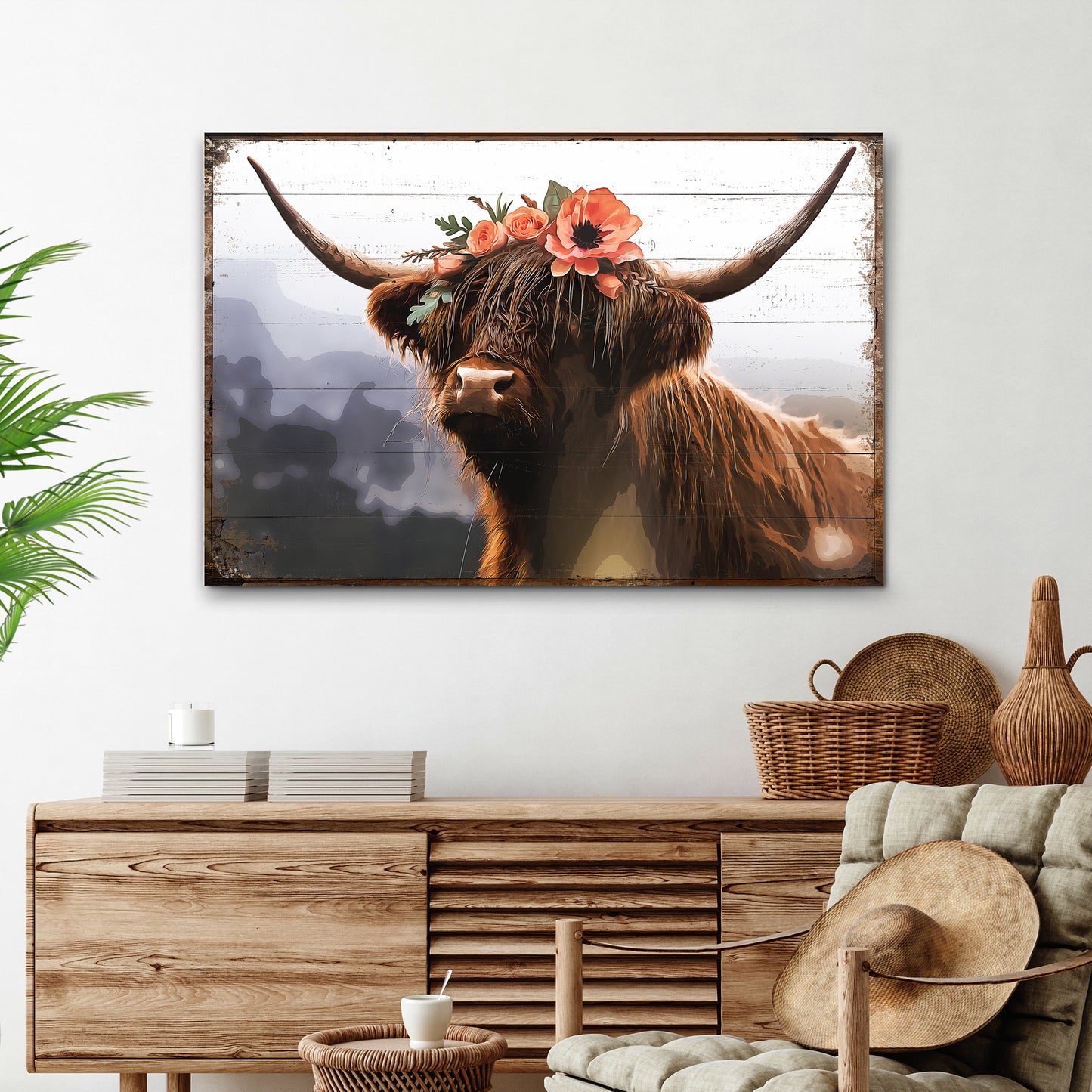Pretty Highland Retro Canvas Wall Art Style 2 - Image by Tailored Canvases