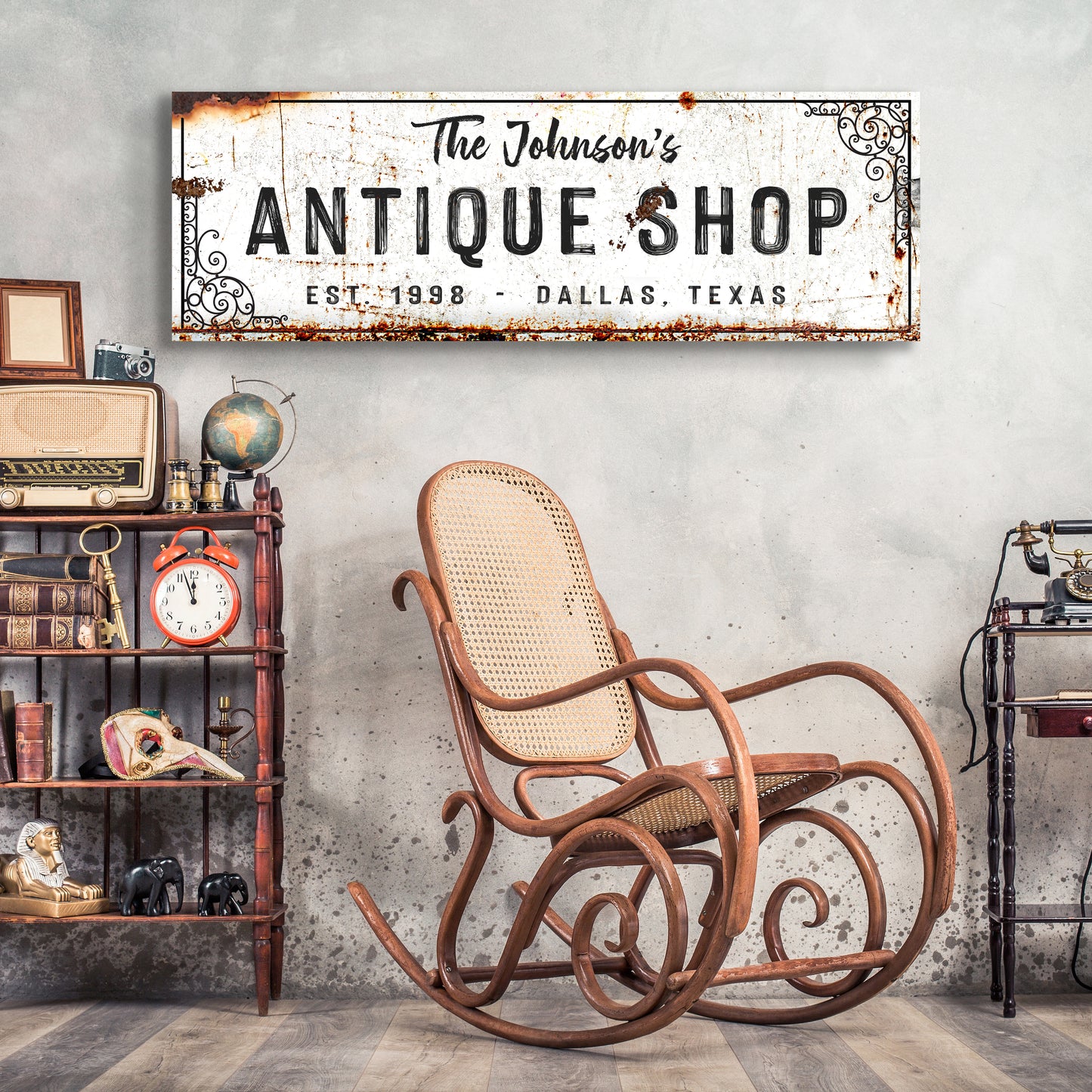 Custom Antique Shop Sign | Customizable Canvas Style 1 - Image by Tailored Canvases