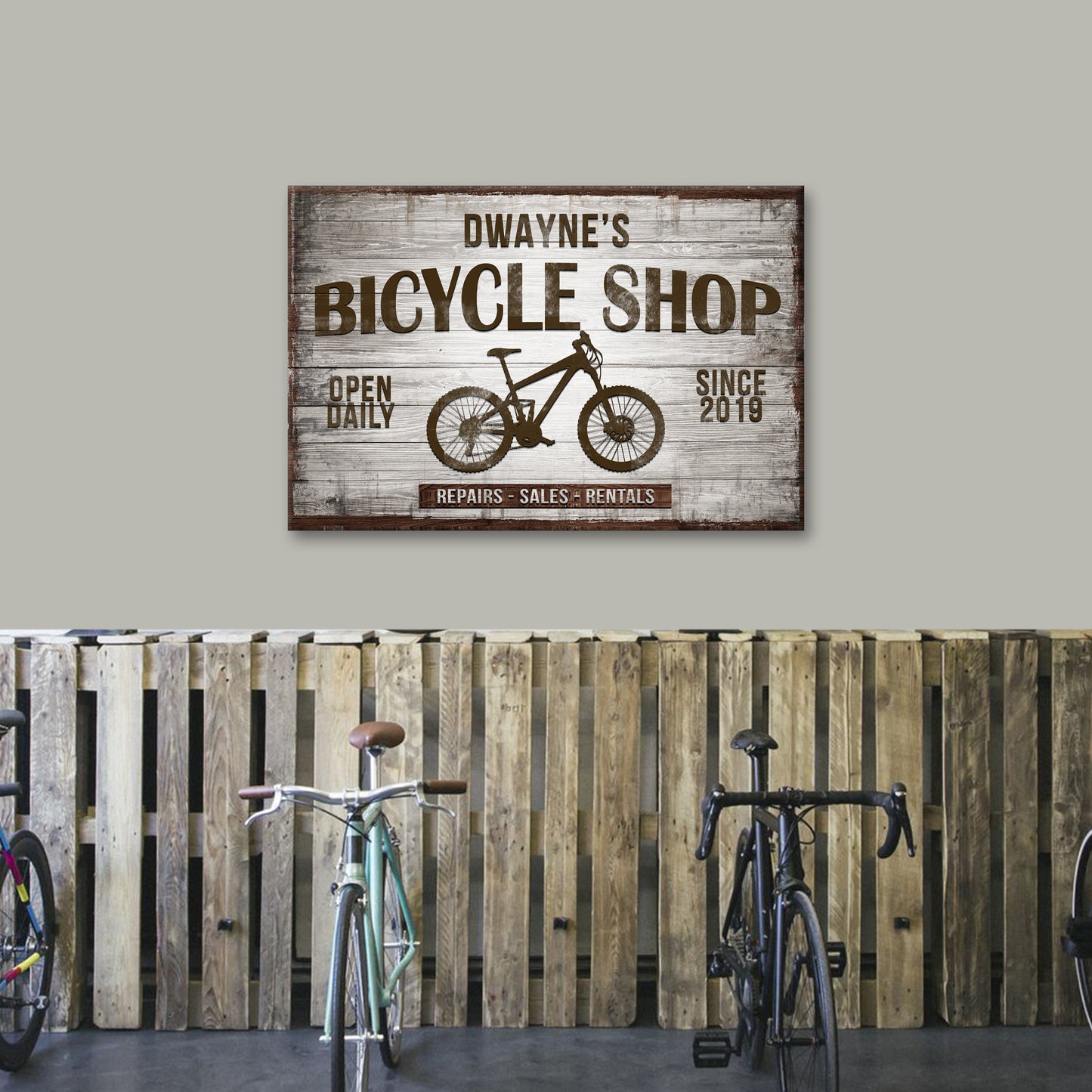 Custom Bike Shop Sign III Style 1 - Image by Tailored Canvases