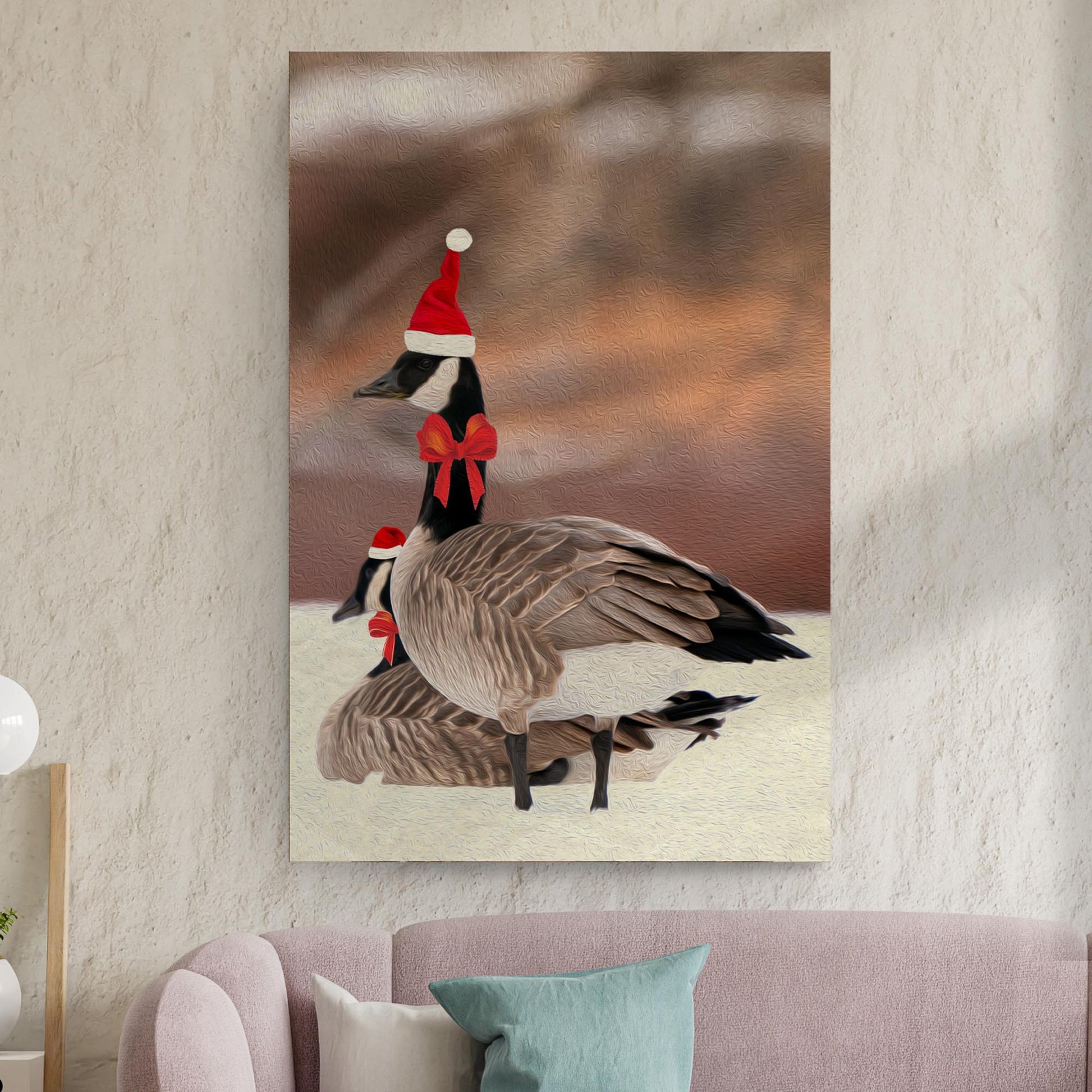 Christmas Geese Portrait Canvas Wall Art - Image by Tailored Canvases