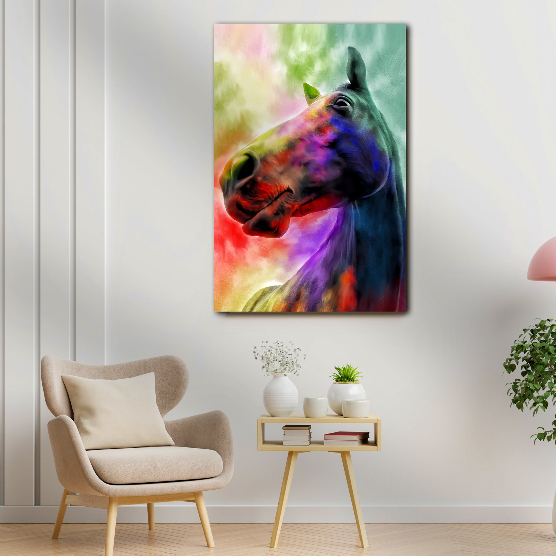 Abstract Rainbow Horse Canvas Wall Art Style 2 - Image by Tailored Canvases