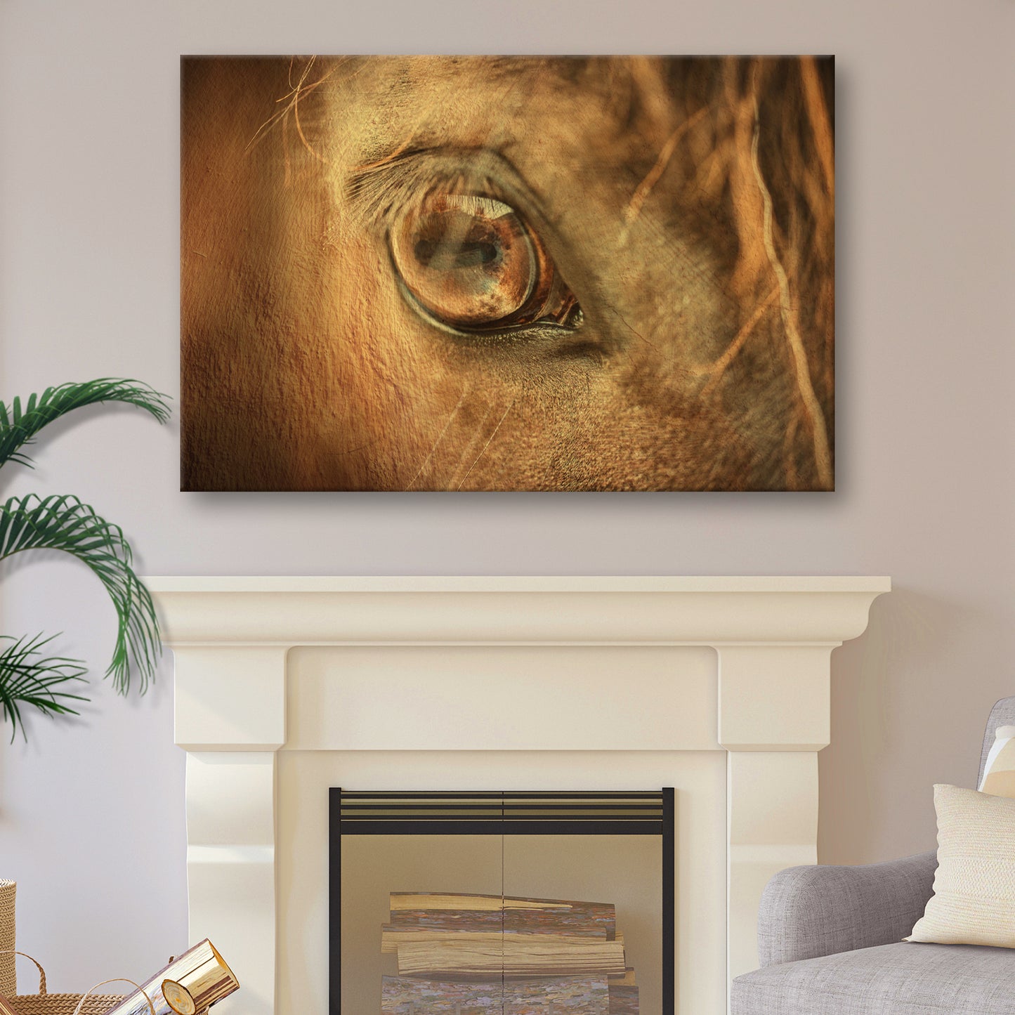 Macro Horse Eye Canvas Wall Art Style 2 - Image by Tailored Canvases