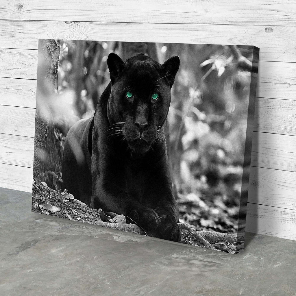 Monochrome Black Panther Canvas Wall Art by Tailored Canvases