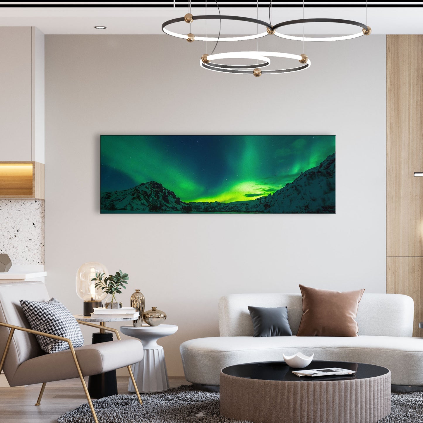 Aurora On The Mountains Canvas Wall Art - Image by Tailored Canvases
