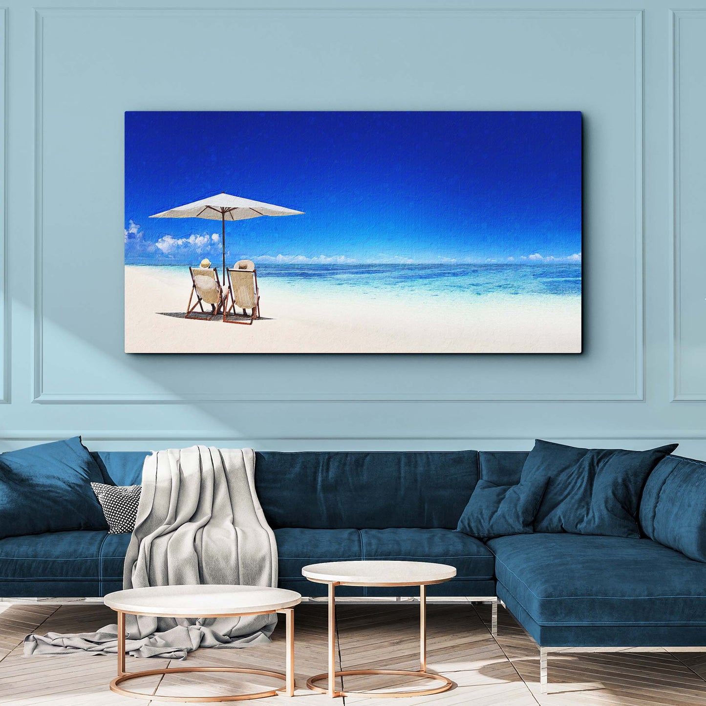 Beach Chairs On The White Sand Canvas Wall Art Style 2 - Image by Tailored Canvases