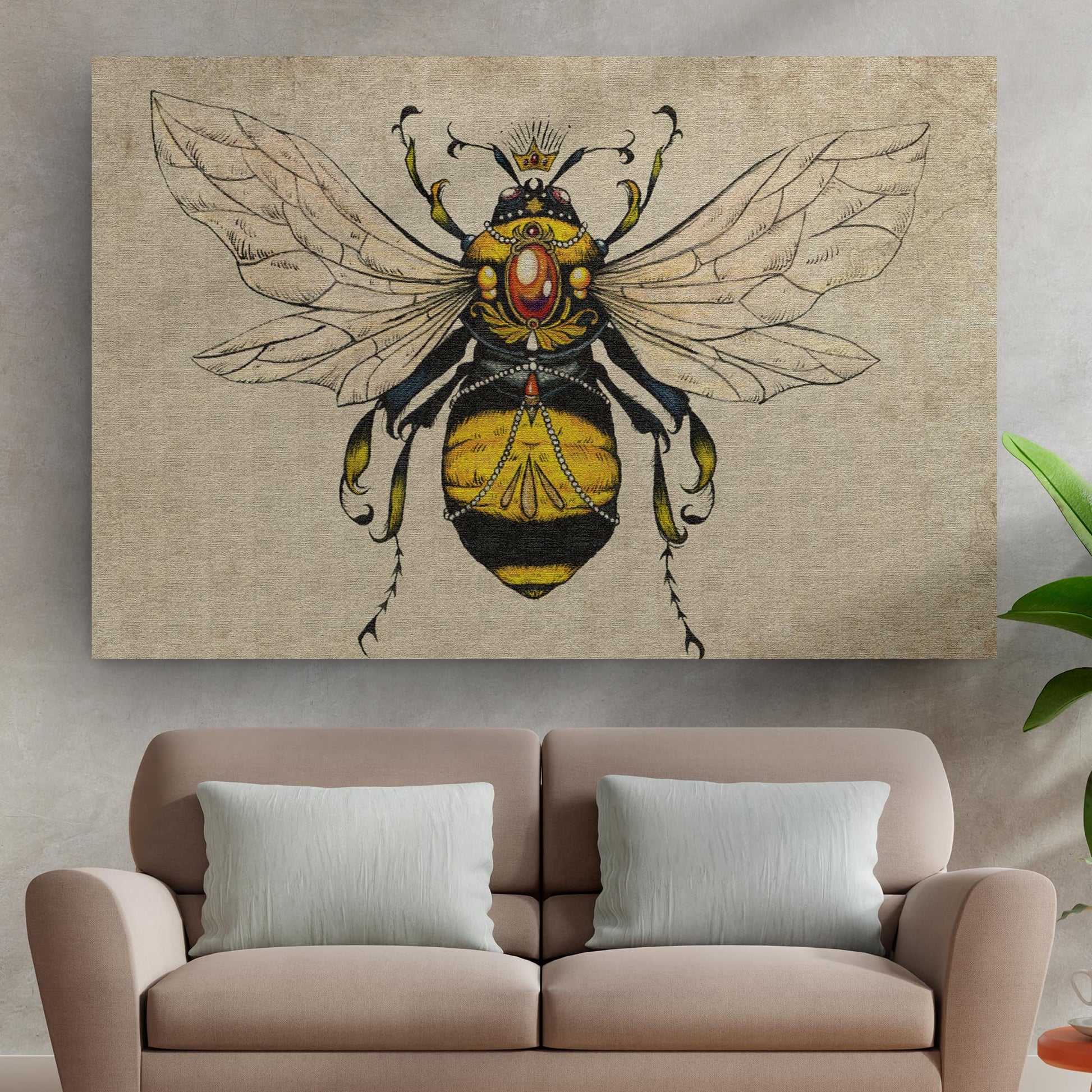 Vintage Queen Bee Canvas Wall Art Style 2 - Image by Tailored Canvases