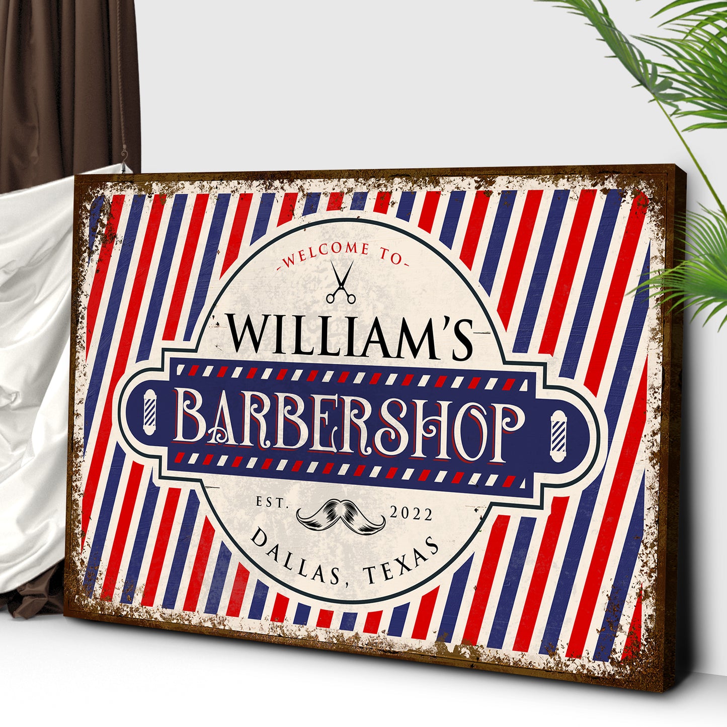 Custom Barbershop Sign V | Customizable Canvas Style 2 - Image by Tailored Canvases