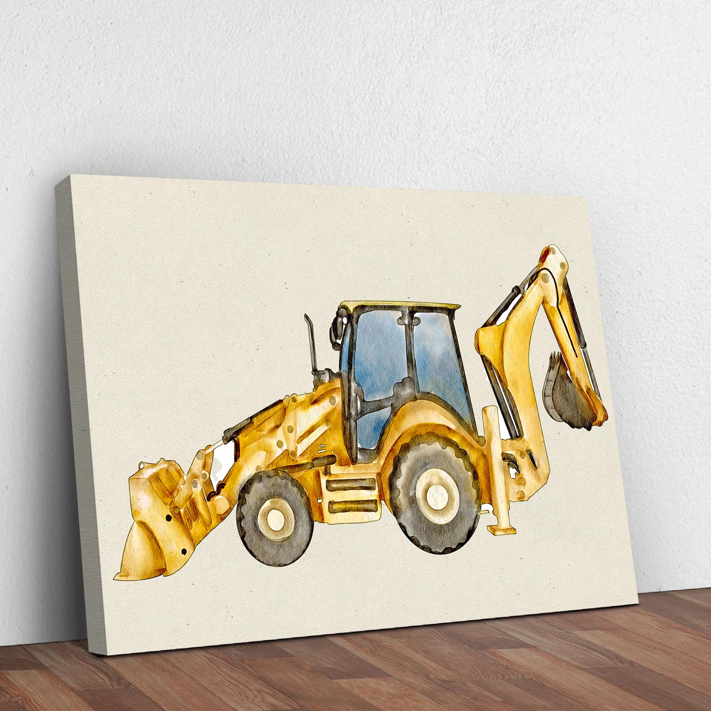 Construction Truck Backhoe Loader Canvas Wall Art Style 2 - Image by Tailored Canvases