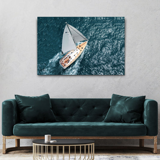 Boat Yacht Adrift Canvas Wall Art Style 2 - Image by Tailored Canvases