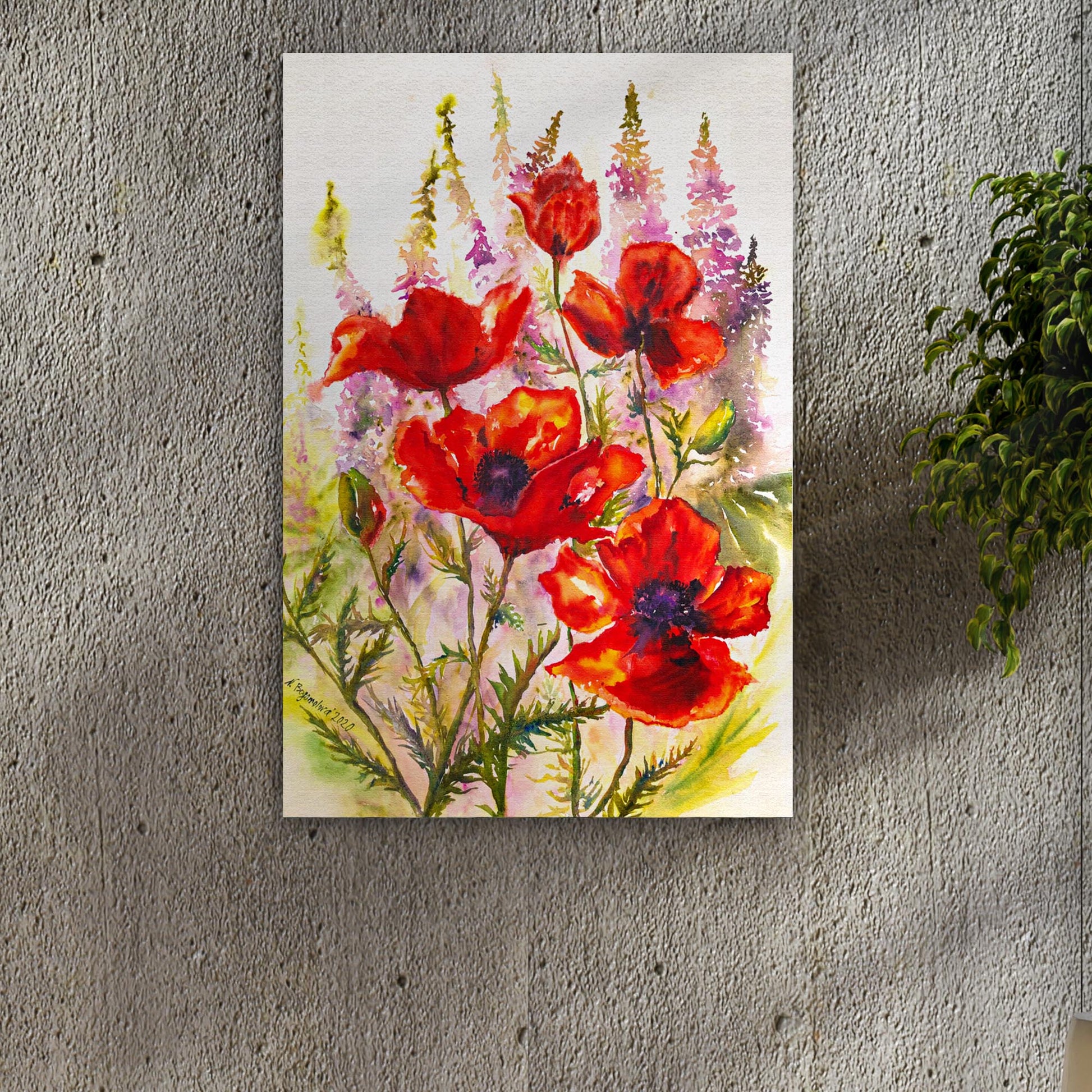 Red Poppies Melody Canvas Wall Art Style 2 - Image by Tailored Canvases