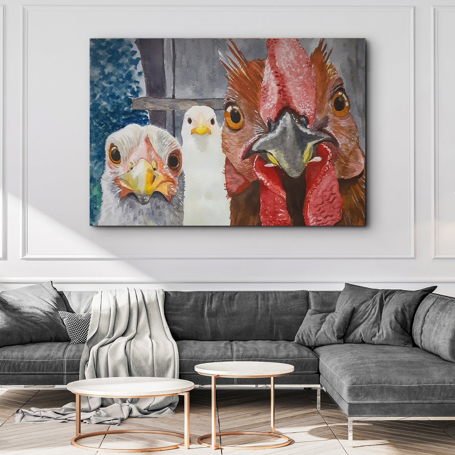 Chicken Heads Painting Canvas Wall Art Style 2 - Image by Tailored Canvases
