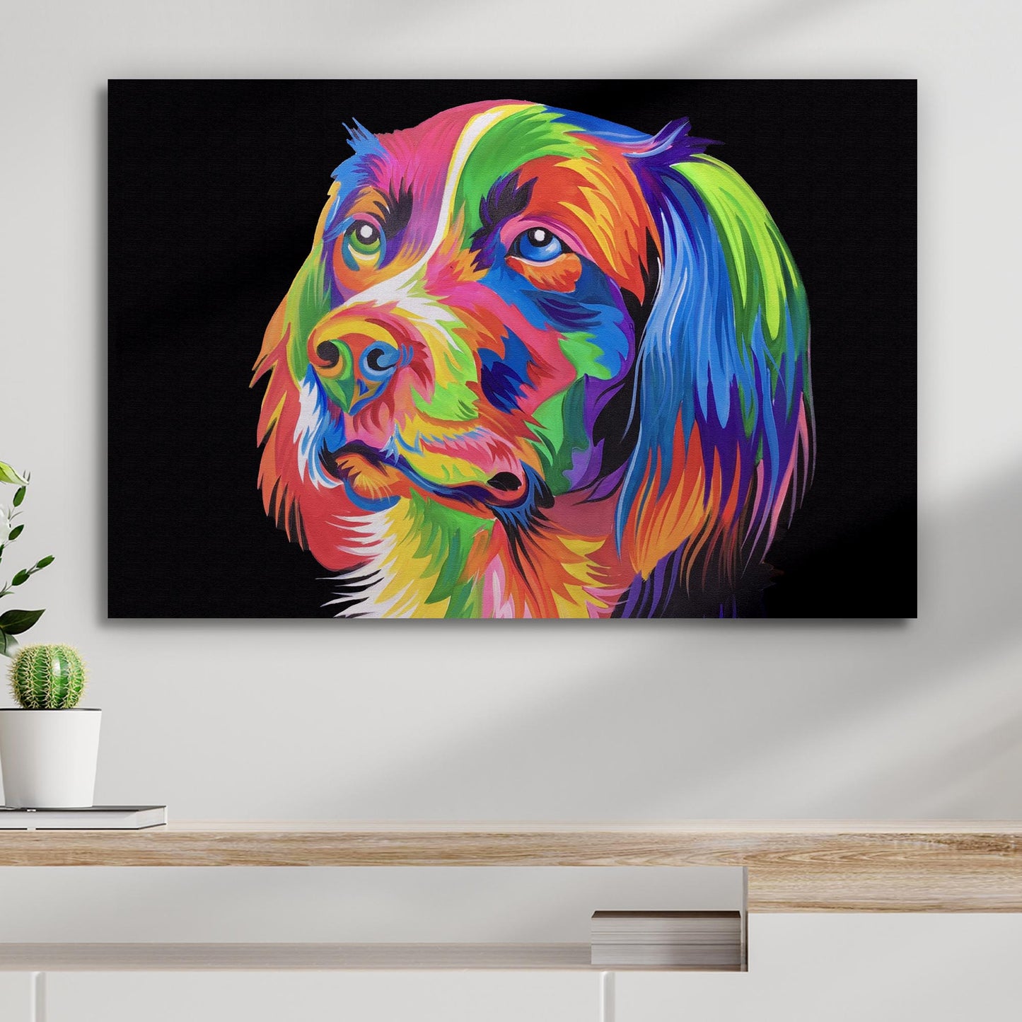 Rainbow Dog Painting Canvas Wall Art Style 2 - Image by Tailored Canvases