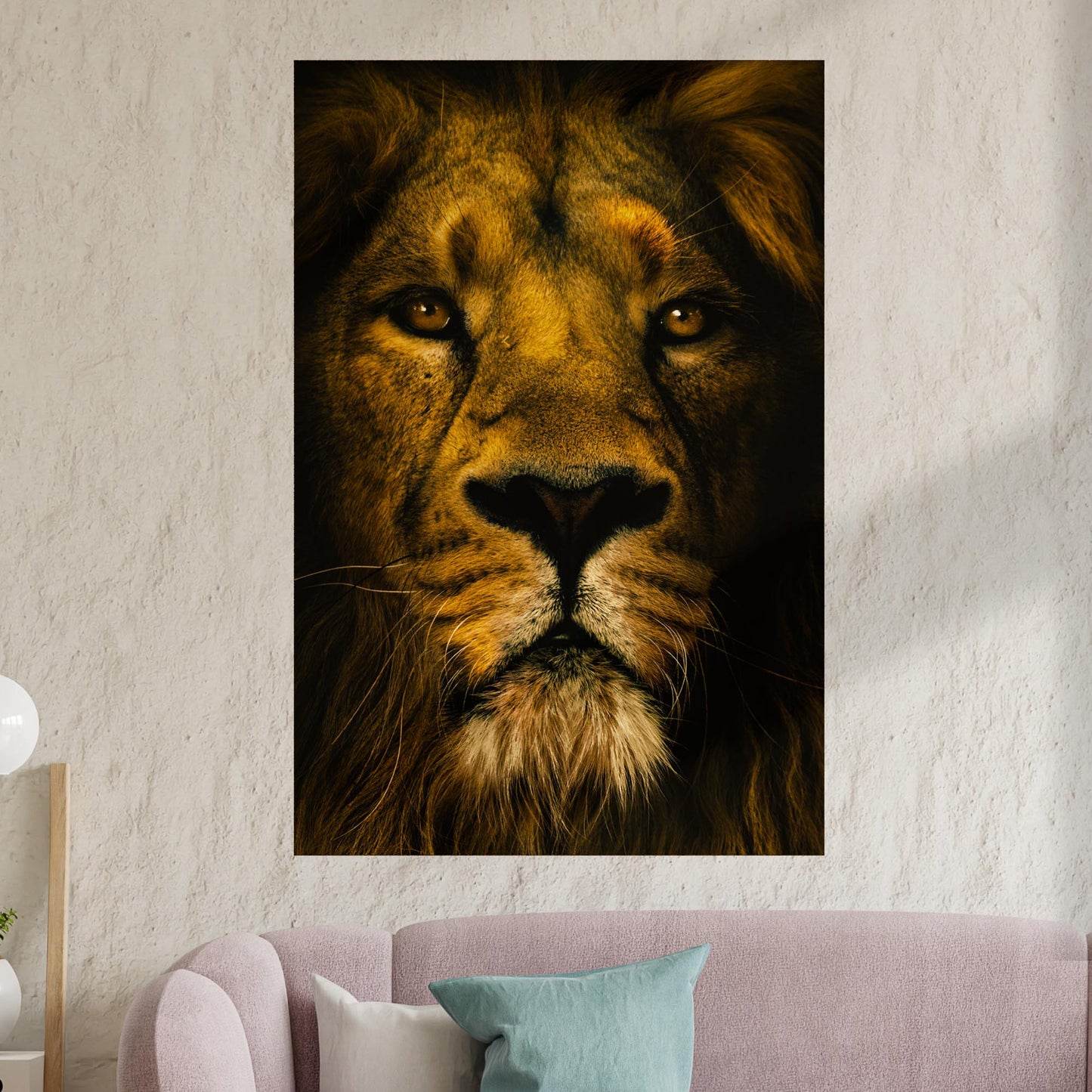 Golden Lion King Portrait Canvas Wall Art Style 1 - Image by Tailored Canvases