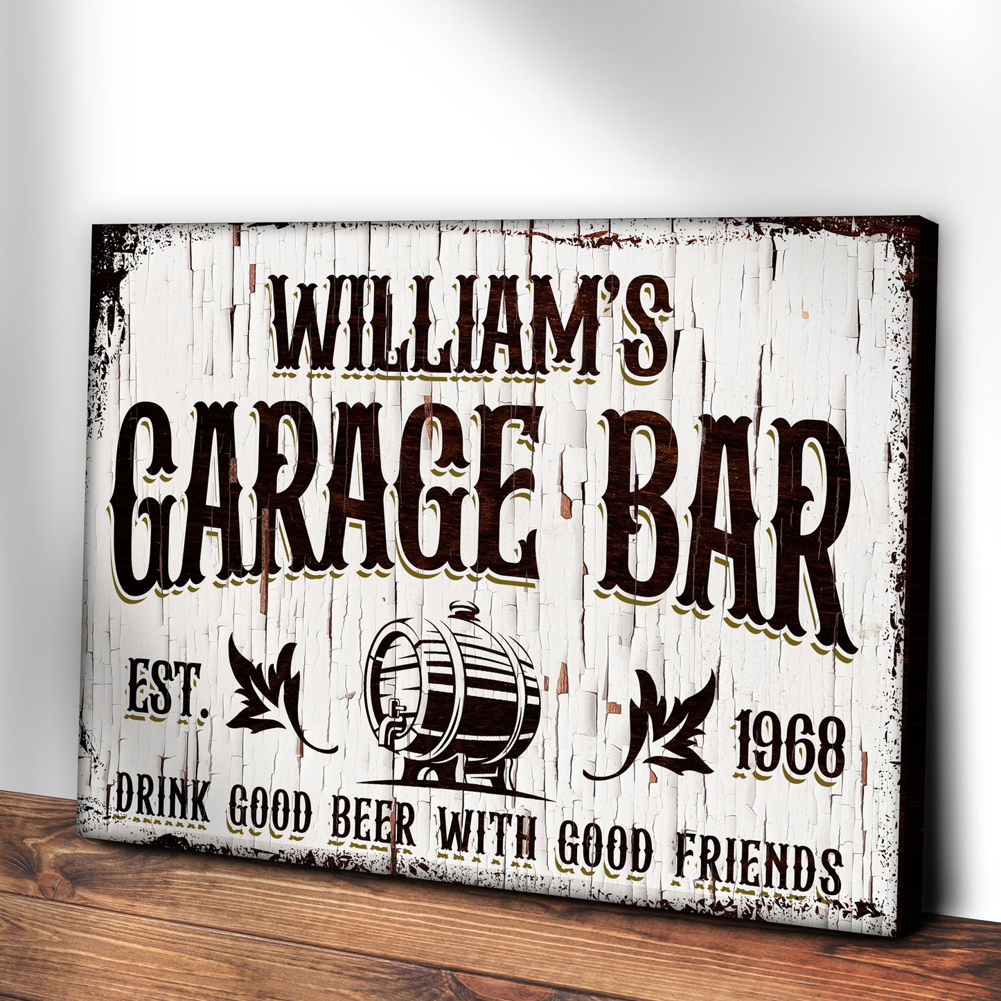 Garage Bar Rustic Wood Sign Style 2 - Image by Tailored Canvases
