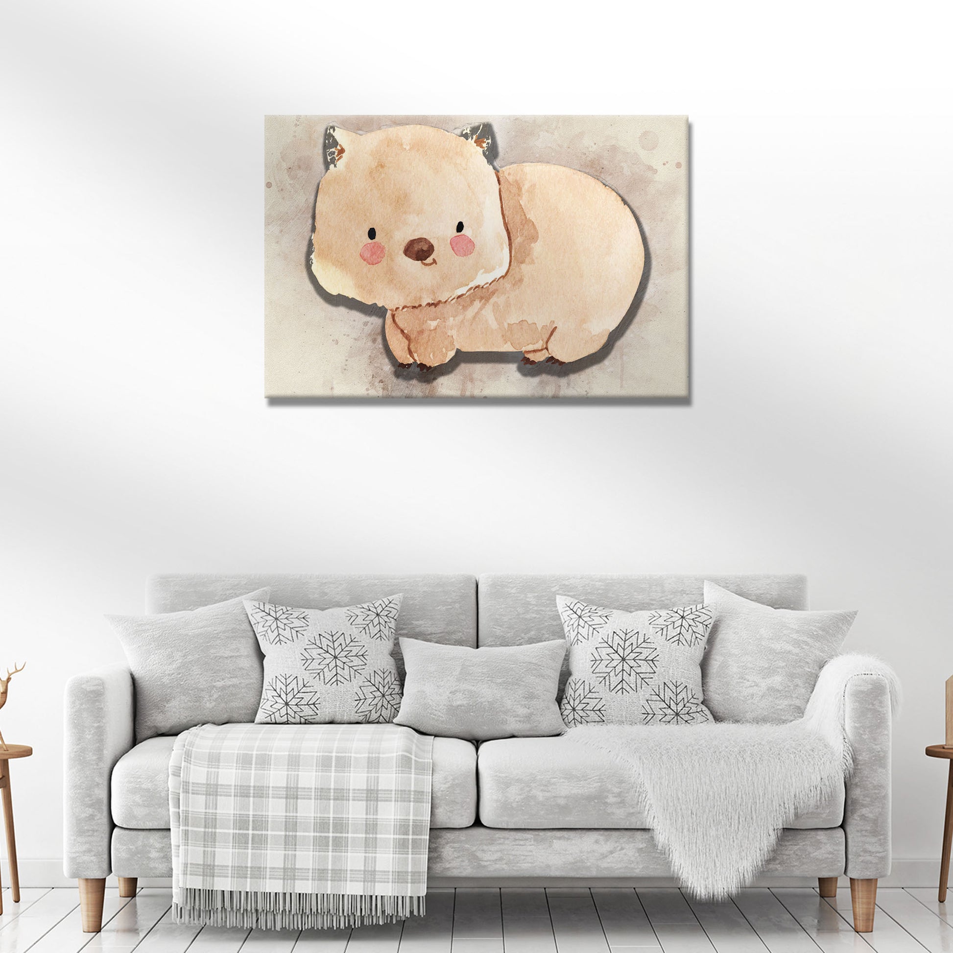 Animals Forest Wombat Watercolor Canvas Wall Art - by Tailored Canvases