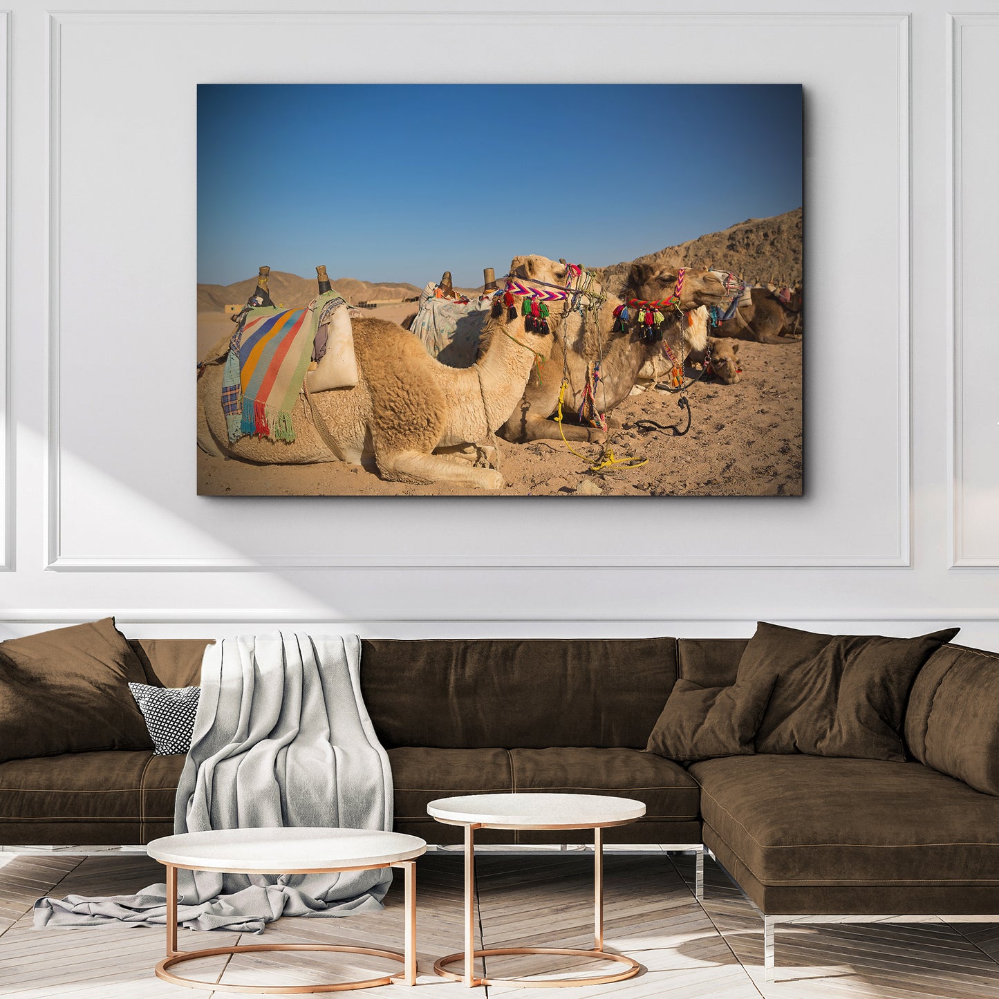 Camels In Sinai Desert Canvas Wall Art II Style 1 - Image by Tailored Canvases