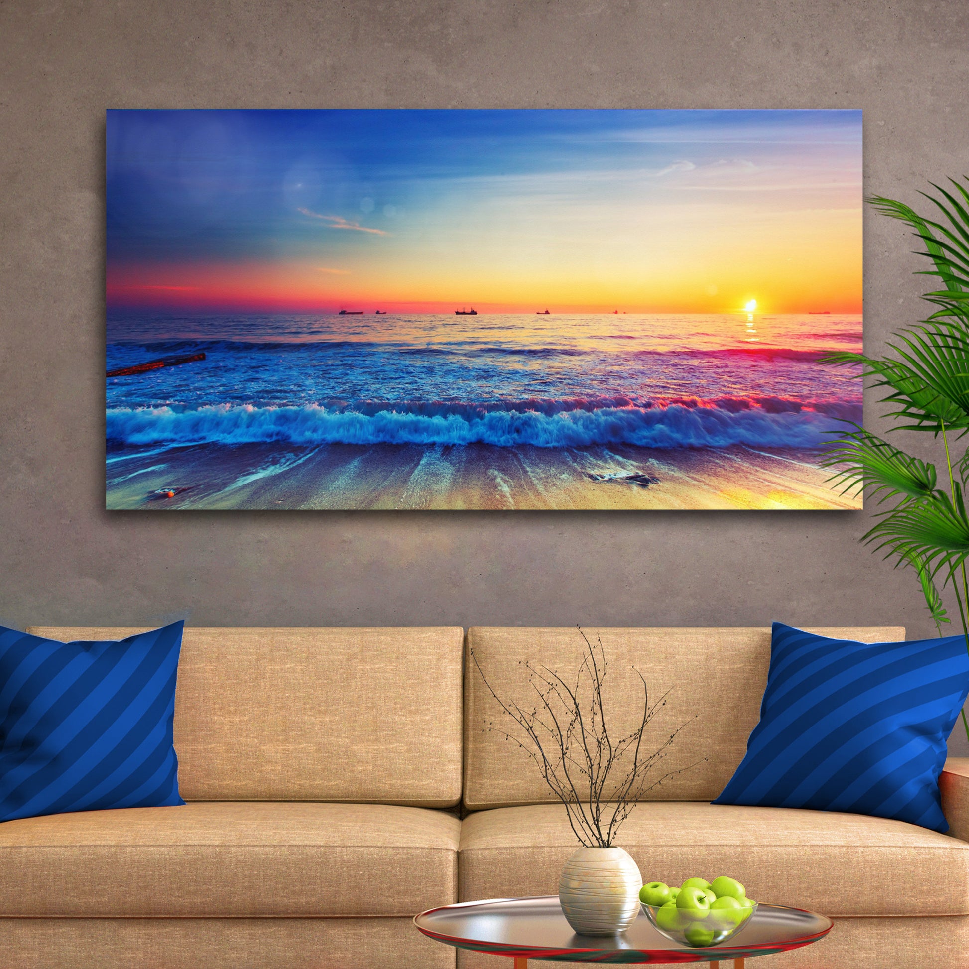 Sunrise Over The Ocean Canvas Wall Art Style 2 - Image by Tailored Canvases