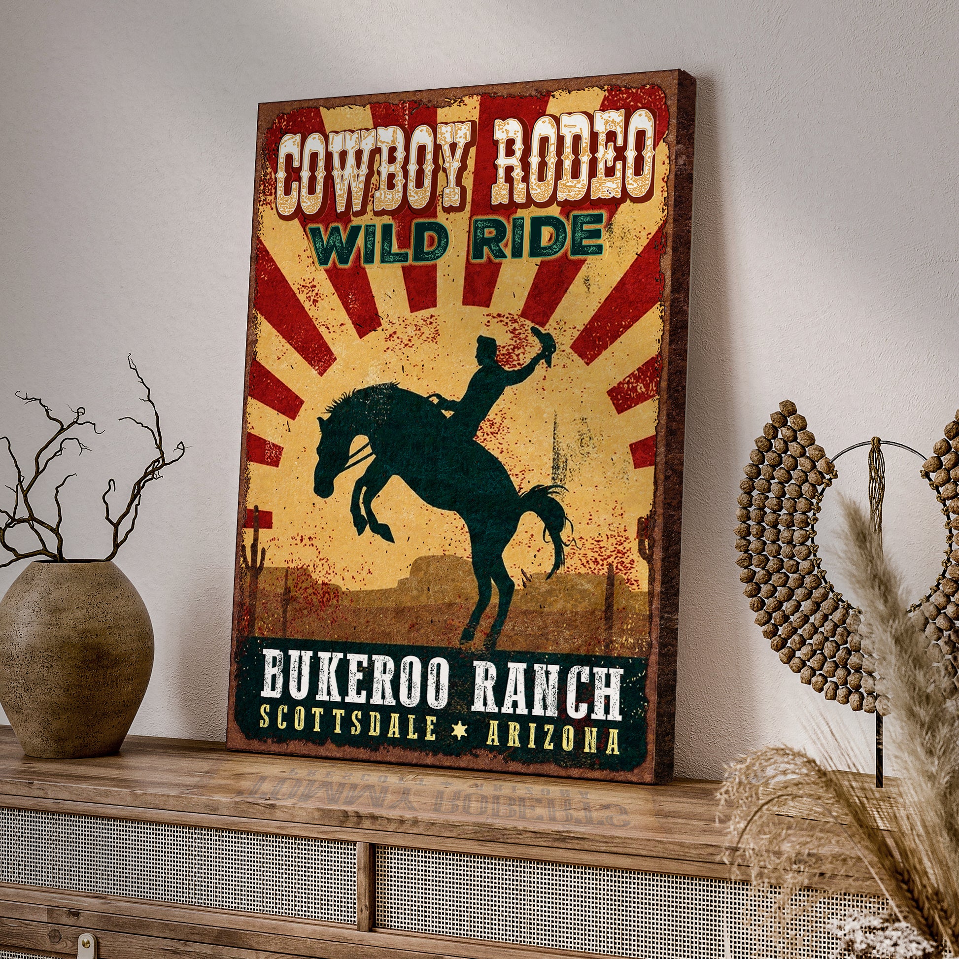 Cowboy Rodeo Wild Ride Show Sign Style 1 - Image by Tailored Canvases