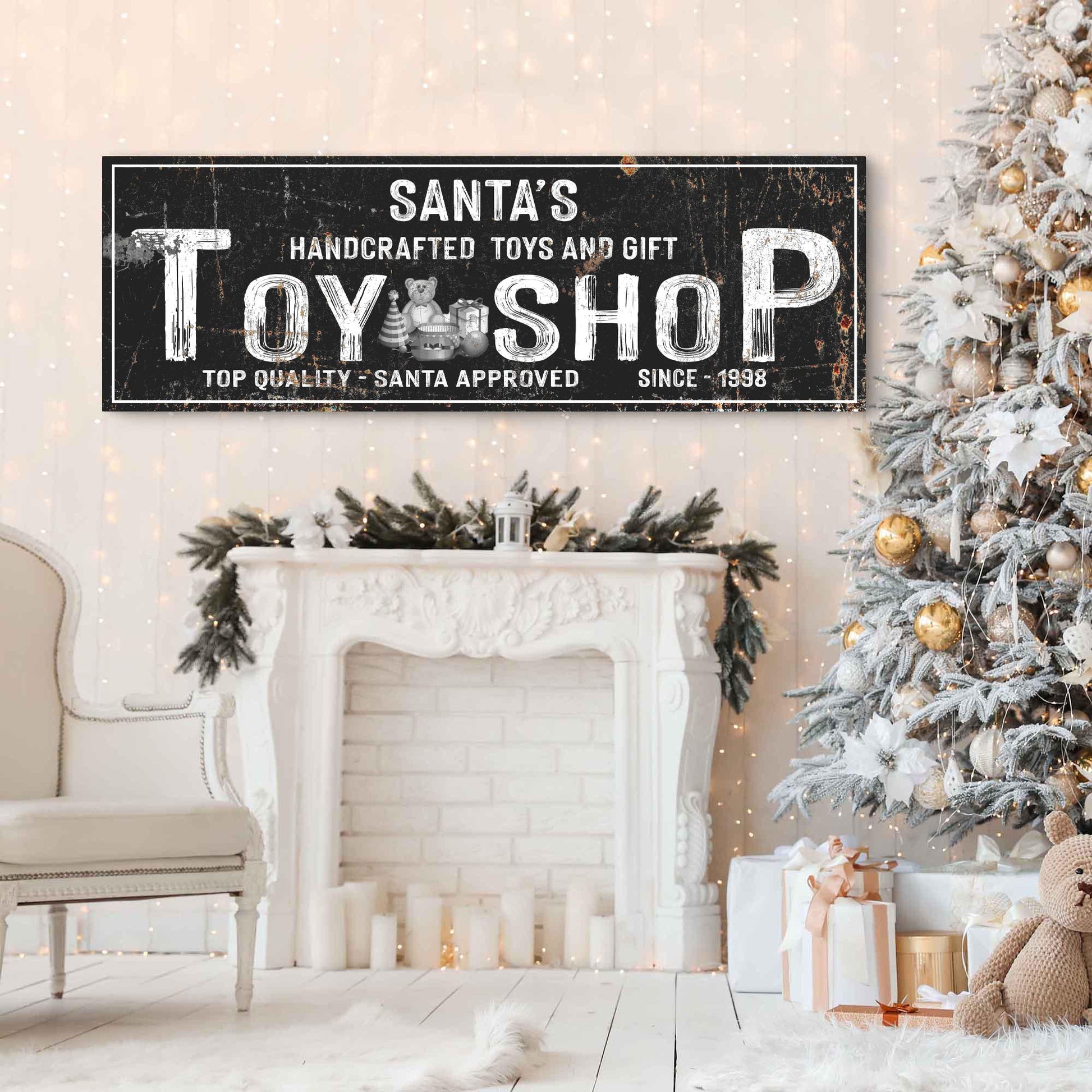 Santa's Toy Shop Sign Style 2 - Image by Tailored Canvases
