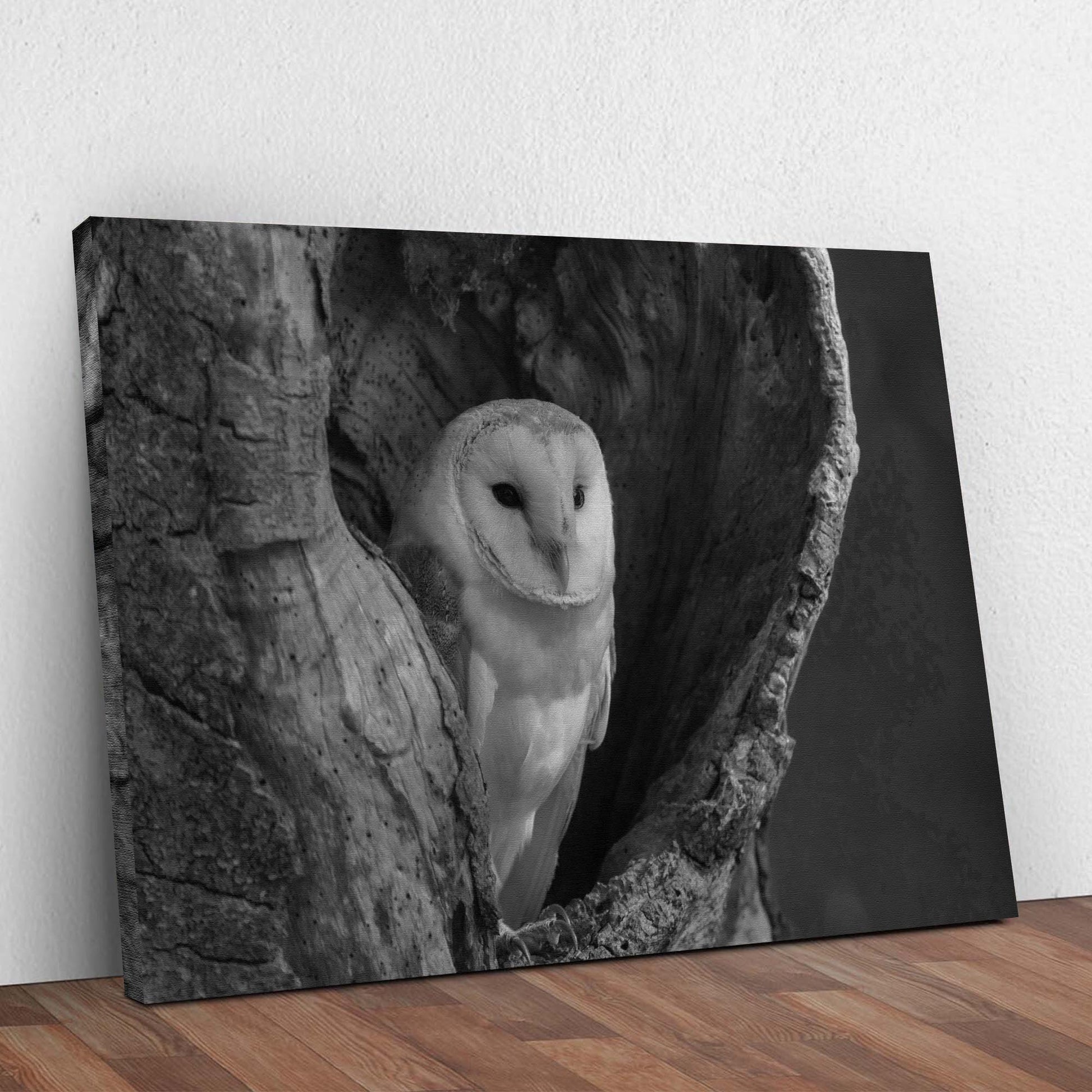 Monochrome Barn Owl Canvas Wall Art Style 2 - Image by Tailored Canvases