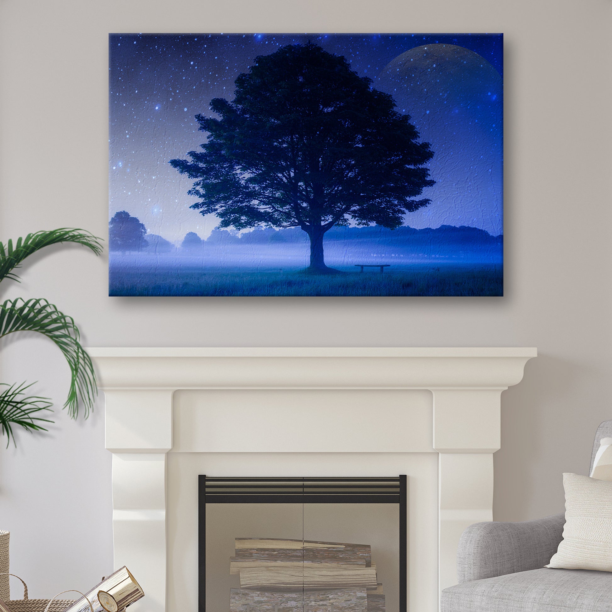 Starlit Sky Over The Tree Canvas Wall Art Style 2 - Image by Tailored Canvases