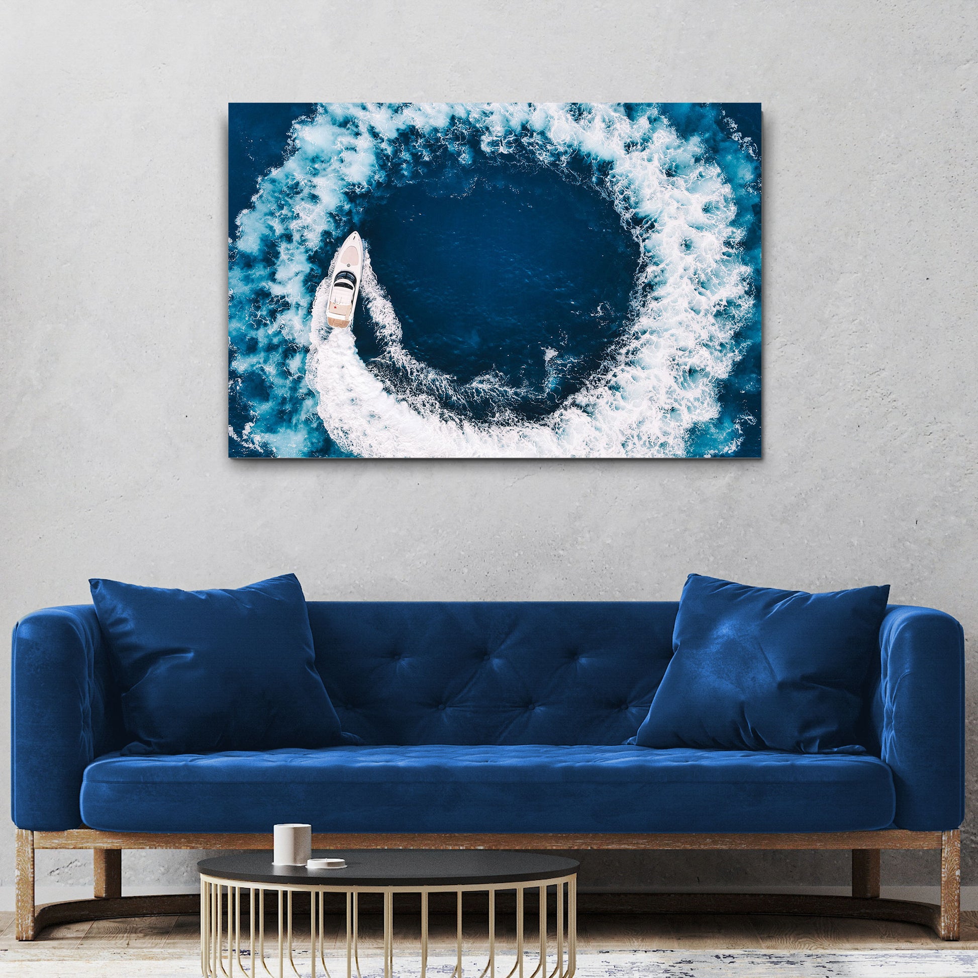 Boat Yacht In The Ocean Canvas Wall Art - Image by Tailored Canvases