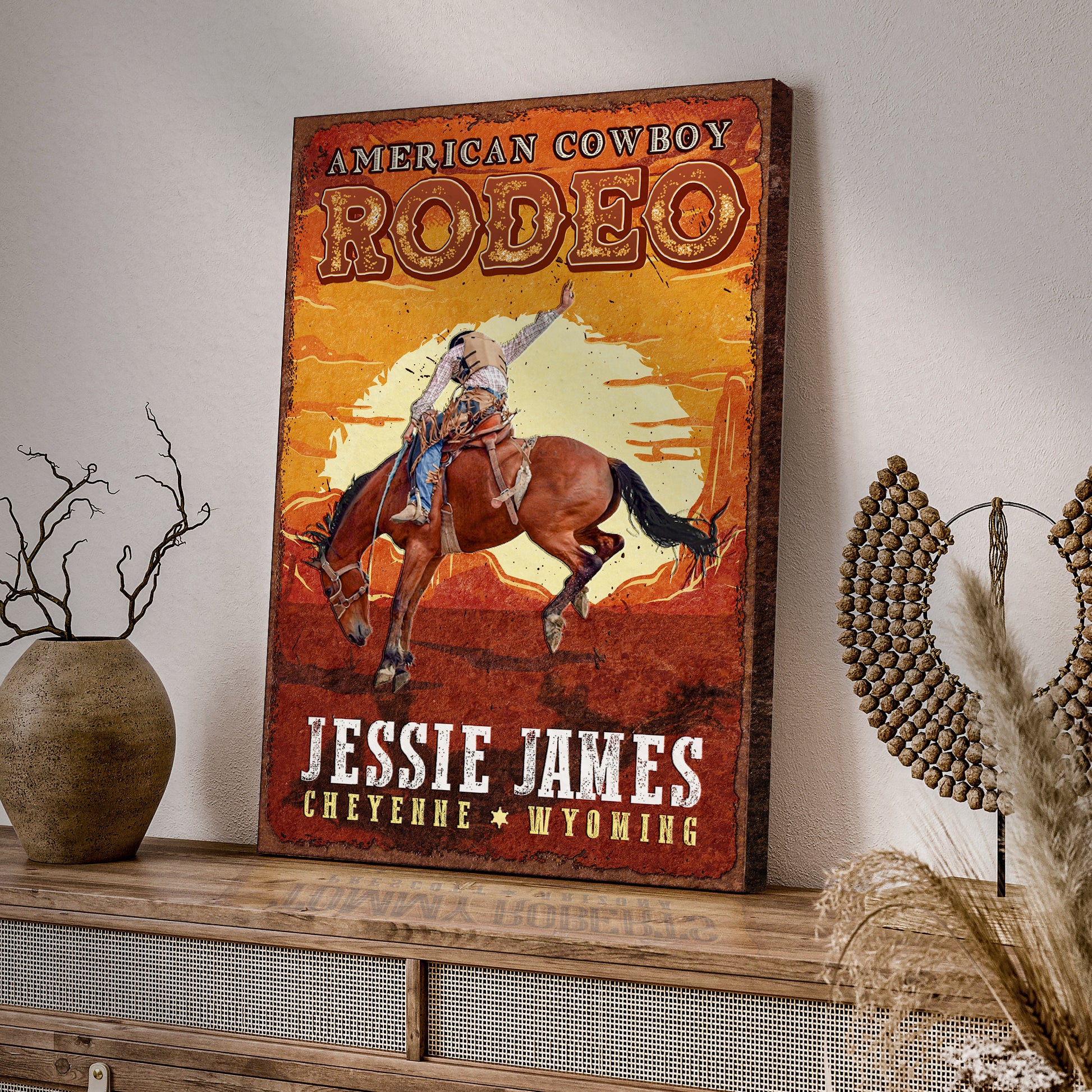 American Cowboy Rodeo Show Sign Style 2 - Image by Tailored Canvases