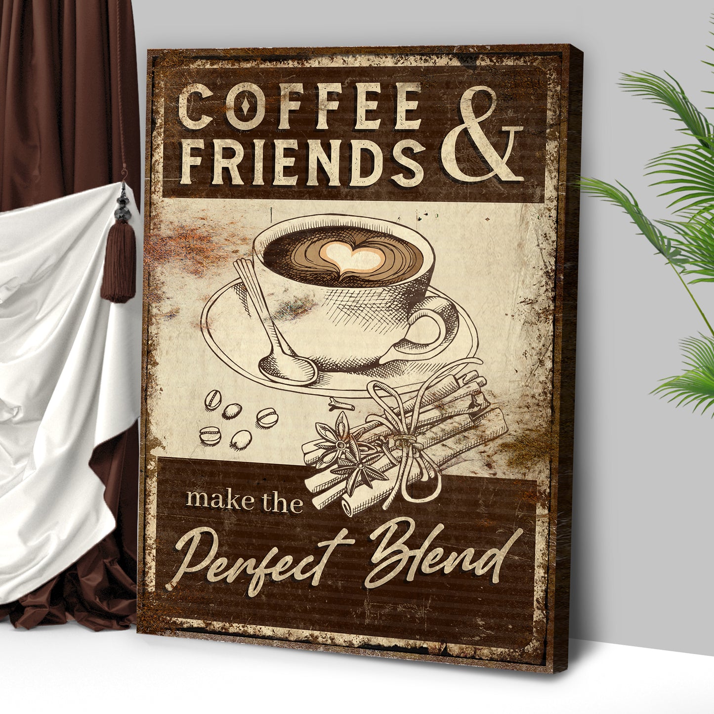 Coffee & Friends Make The Perfect Blend Sign III Style 2 - Image by Tailored Canvases