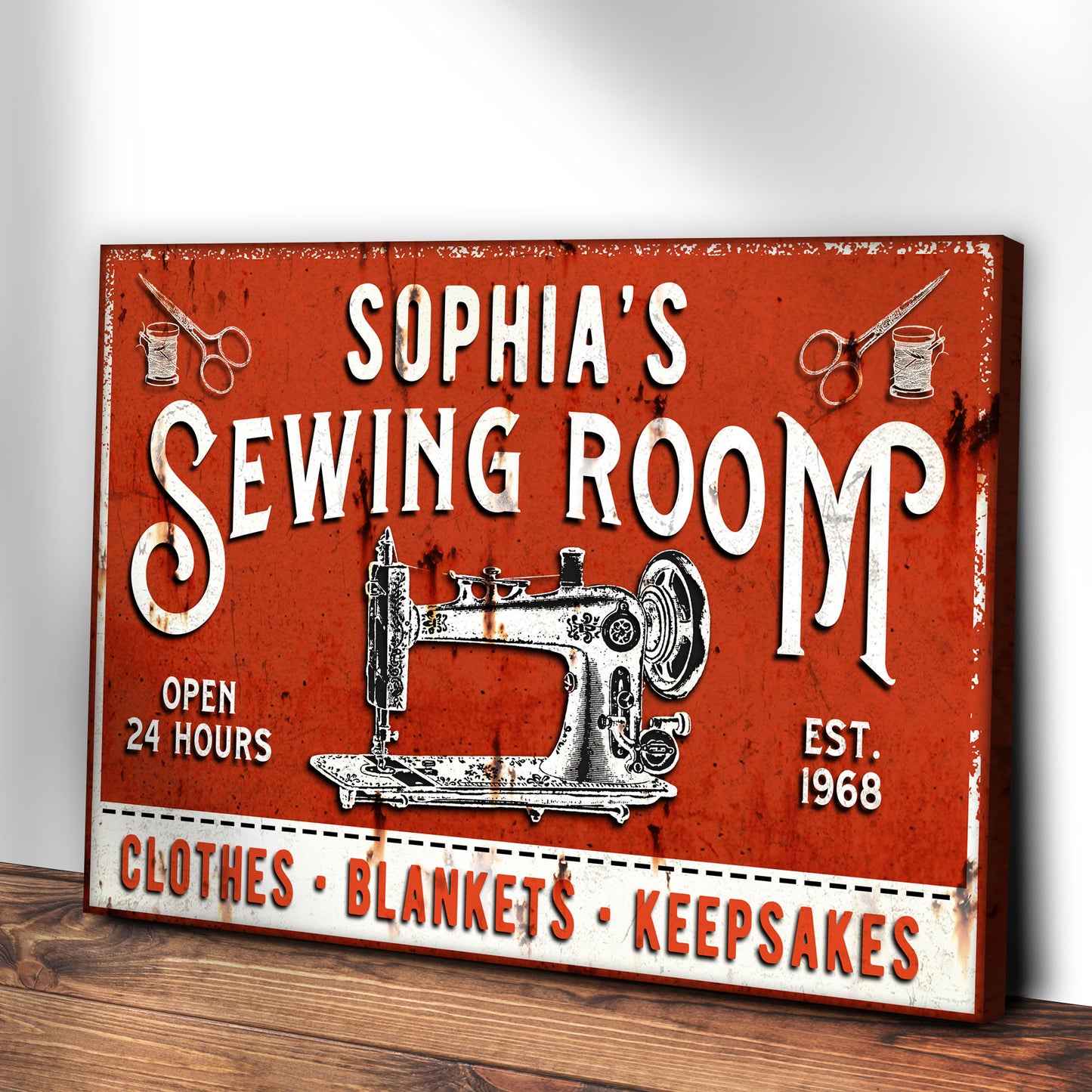 Clothes Blankets Keepsakes Sewing Room Sign | Customizable Canvas Style 2 - Image by Tailored Canvases