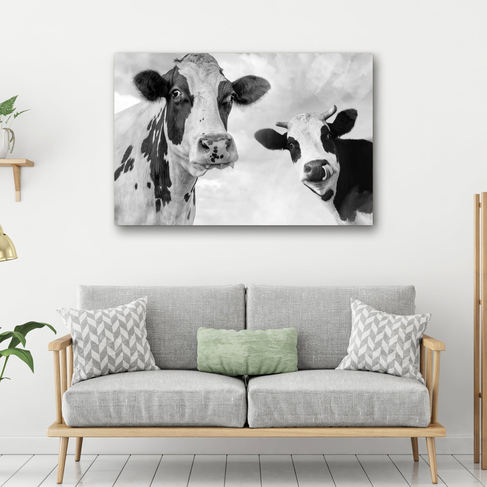 Monochrome Holstein Cows Canvas Wall Art Style 2 - Image by Tailored Canvases