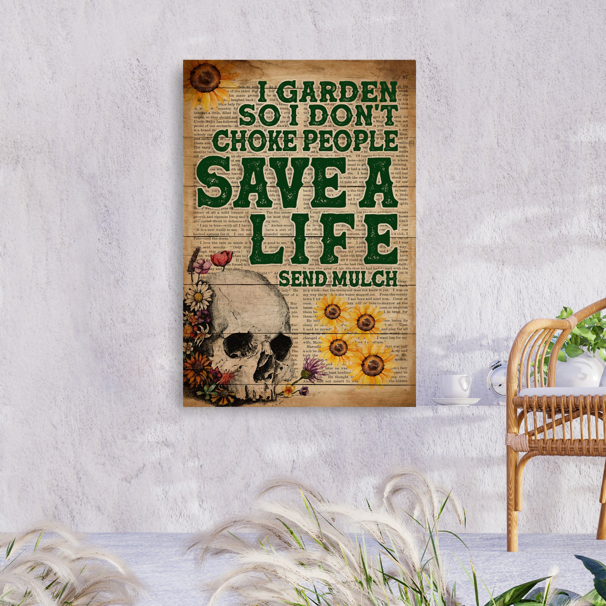 I Garden So I Don't Choke People Sign Style 1 - Image by Tailored Canvases